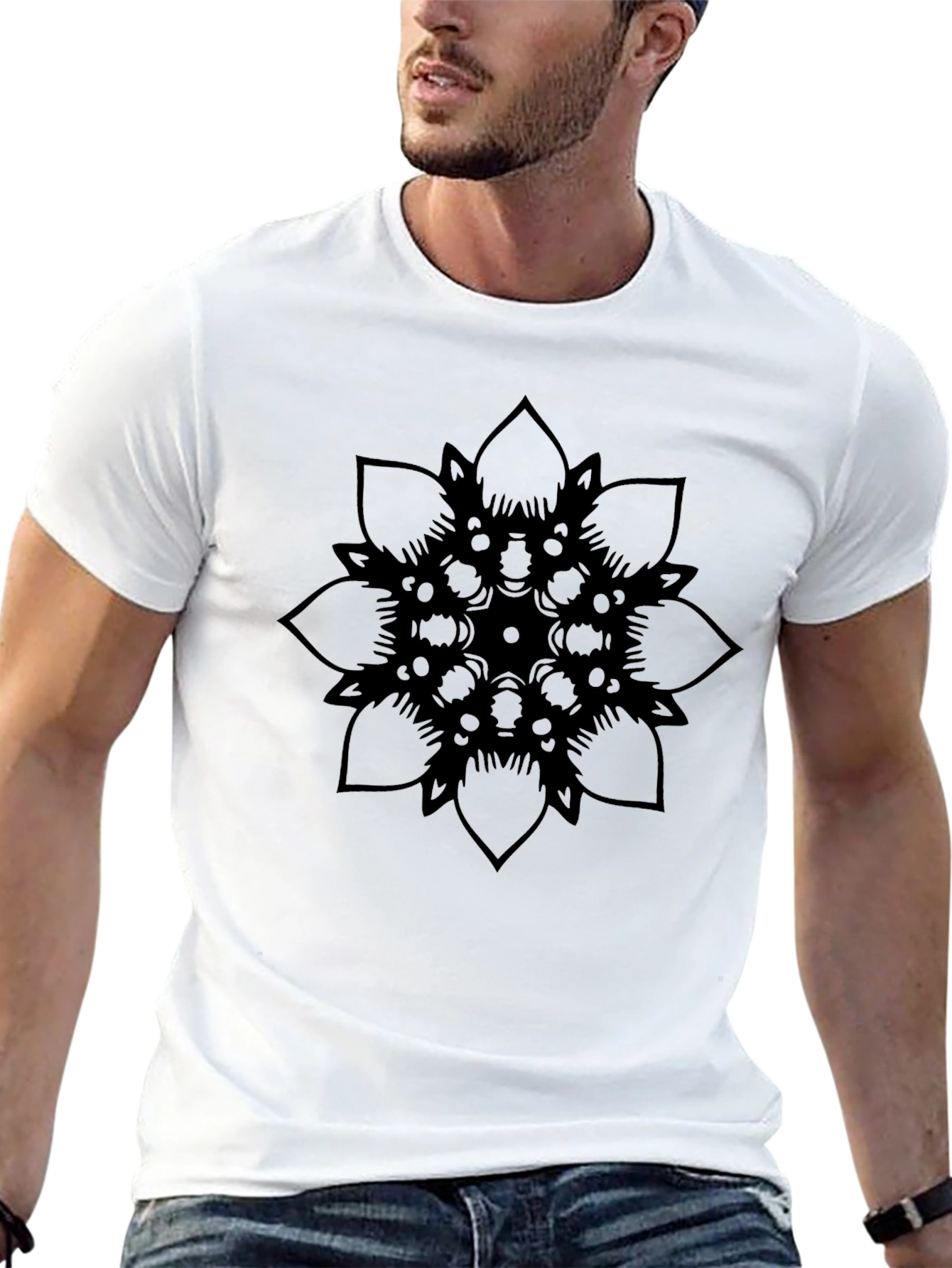 Black Mandala Graphic Tee - Casual Comfort