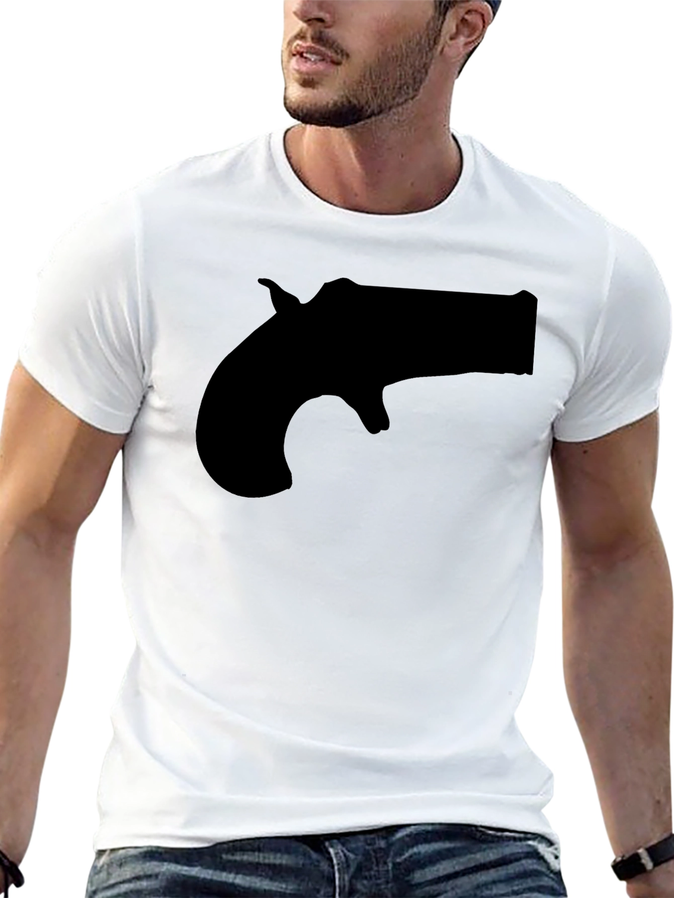 Novelty Derringer Silhouette Graphic T-Shirt