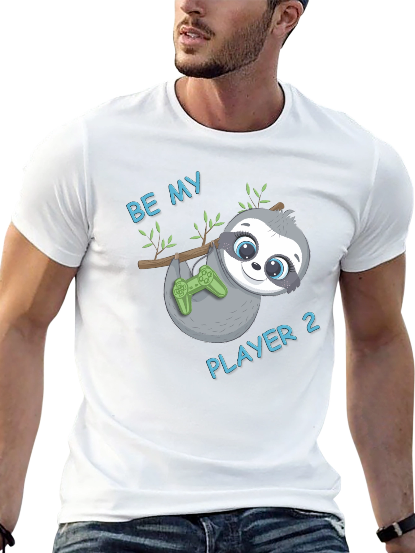 Be My Player 2 Sloth Gamer Black T-Shirt