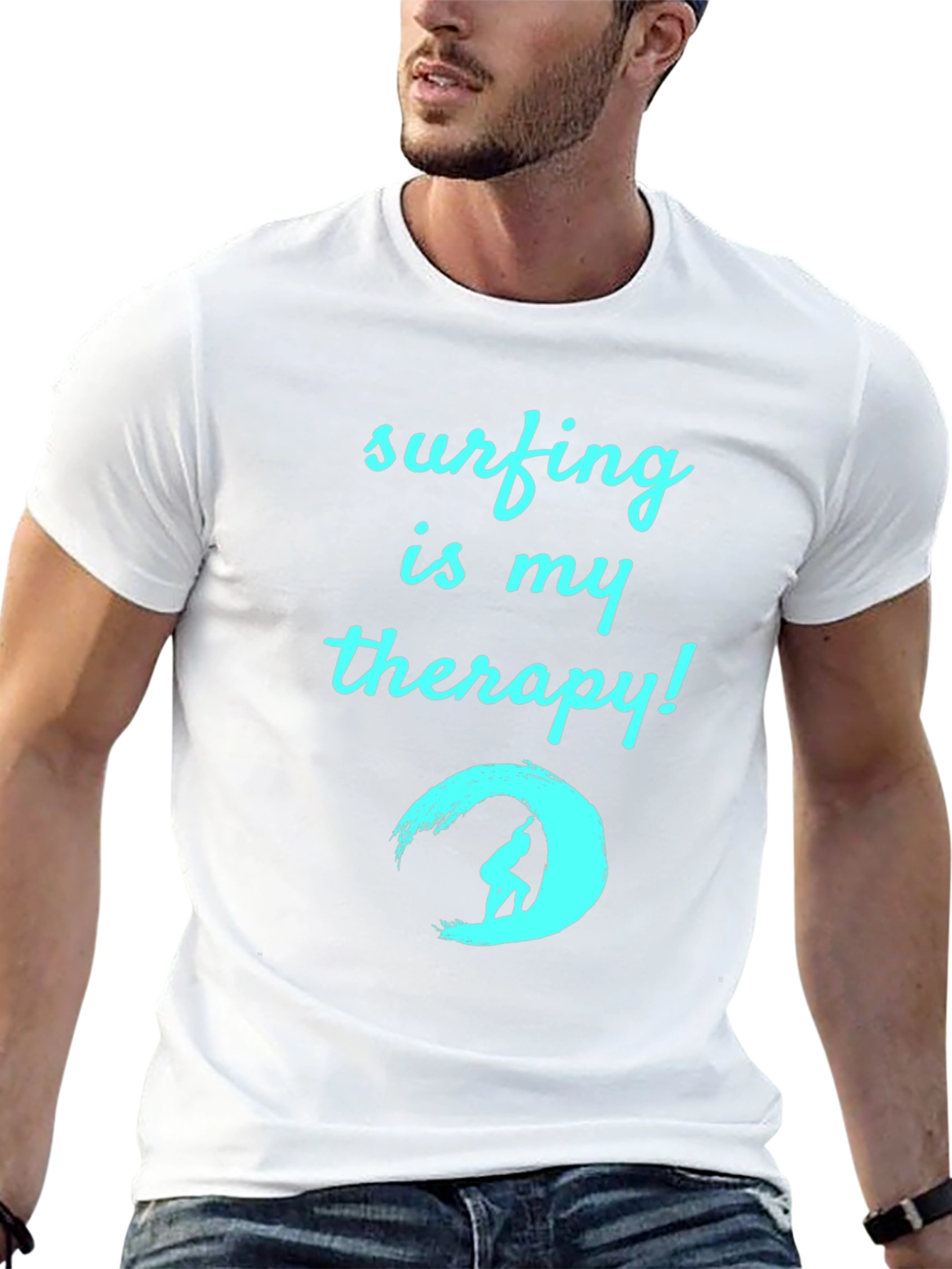 Surfing is My Therapy T-Shirt - Black Surf Tee