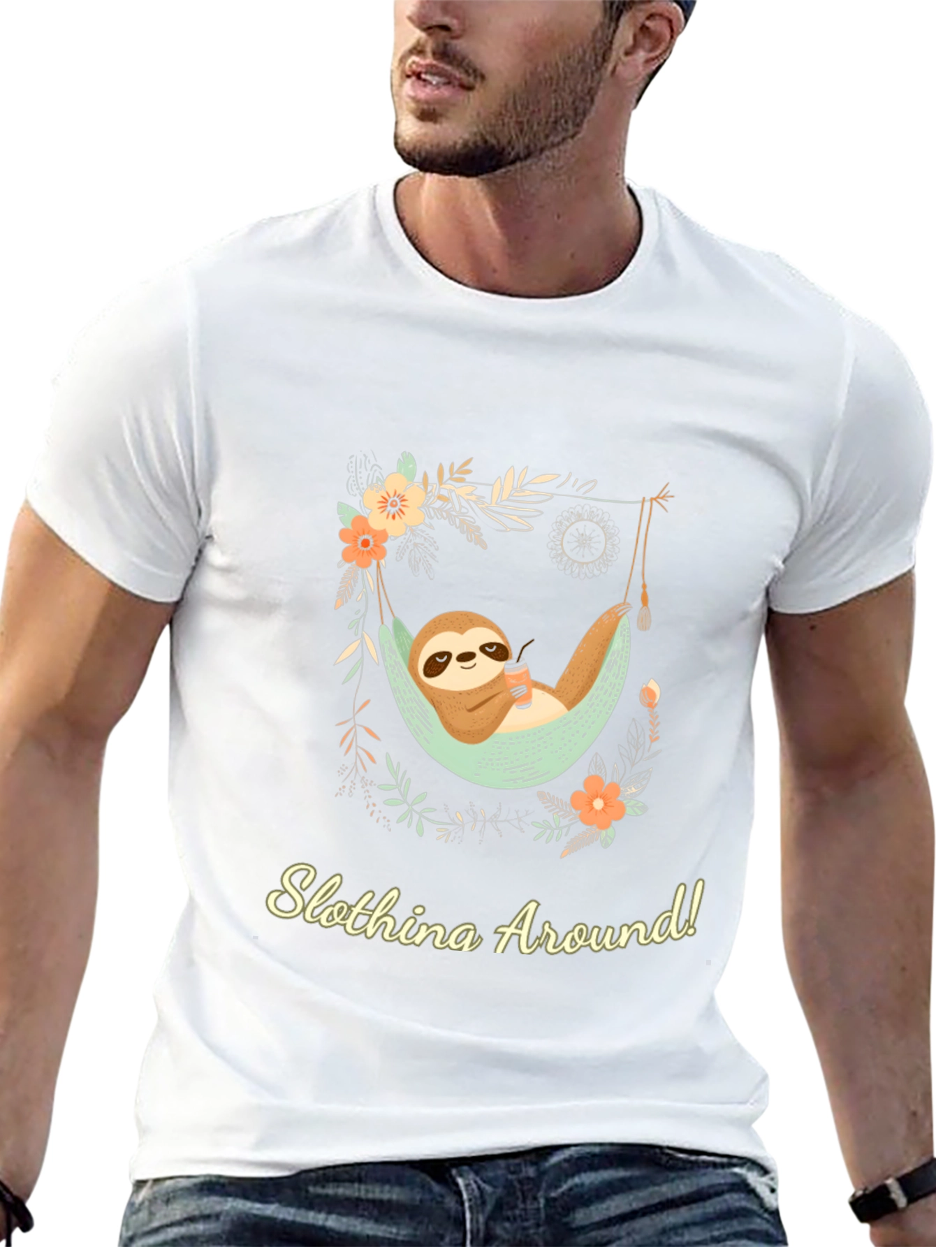 Slothina Around Black T-Shirt