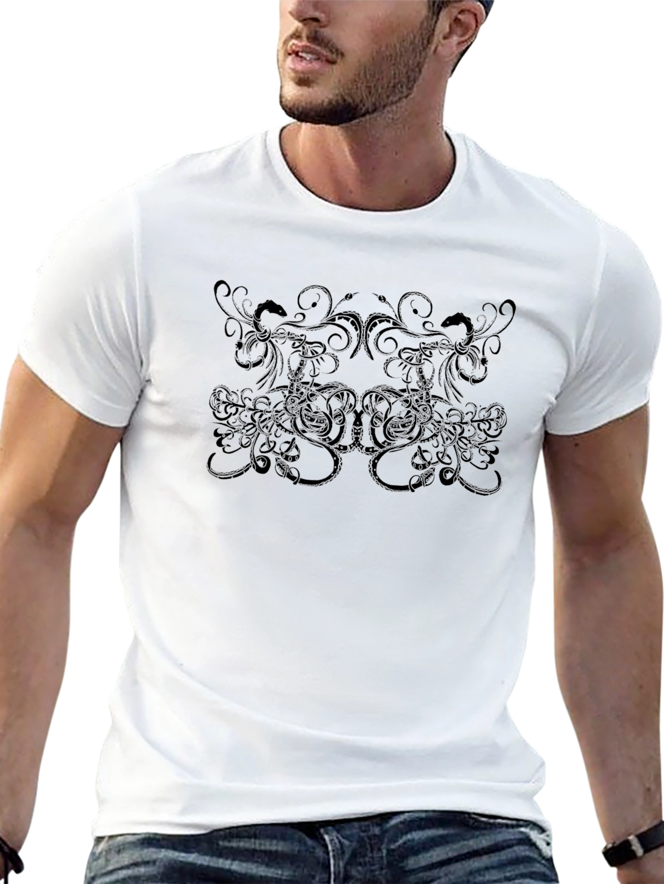 Elegant Black Swirl Graphic T-Shirt