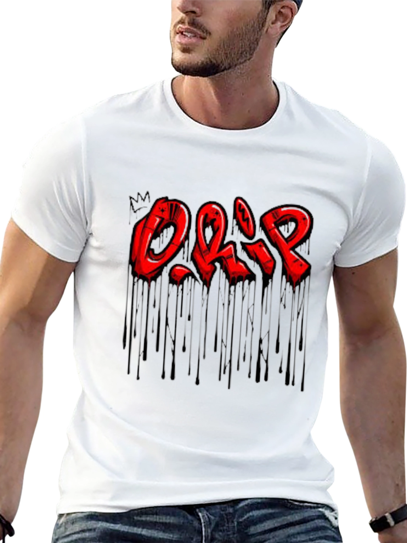 Mens Black Drip Graphic T-Shirt