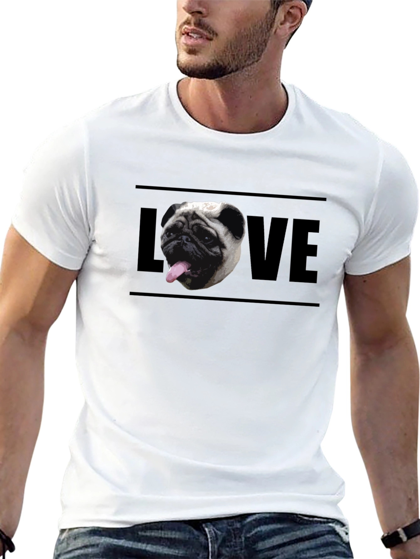 Pug Love Graphic Tee - Mens Black T-Shirt