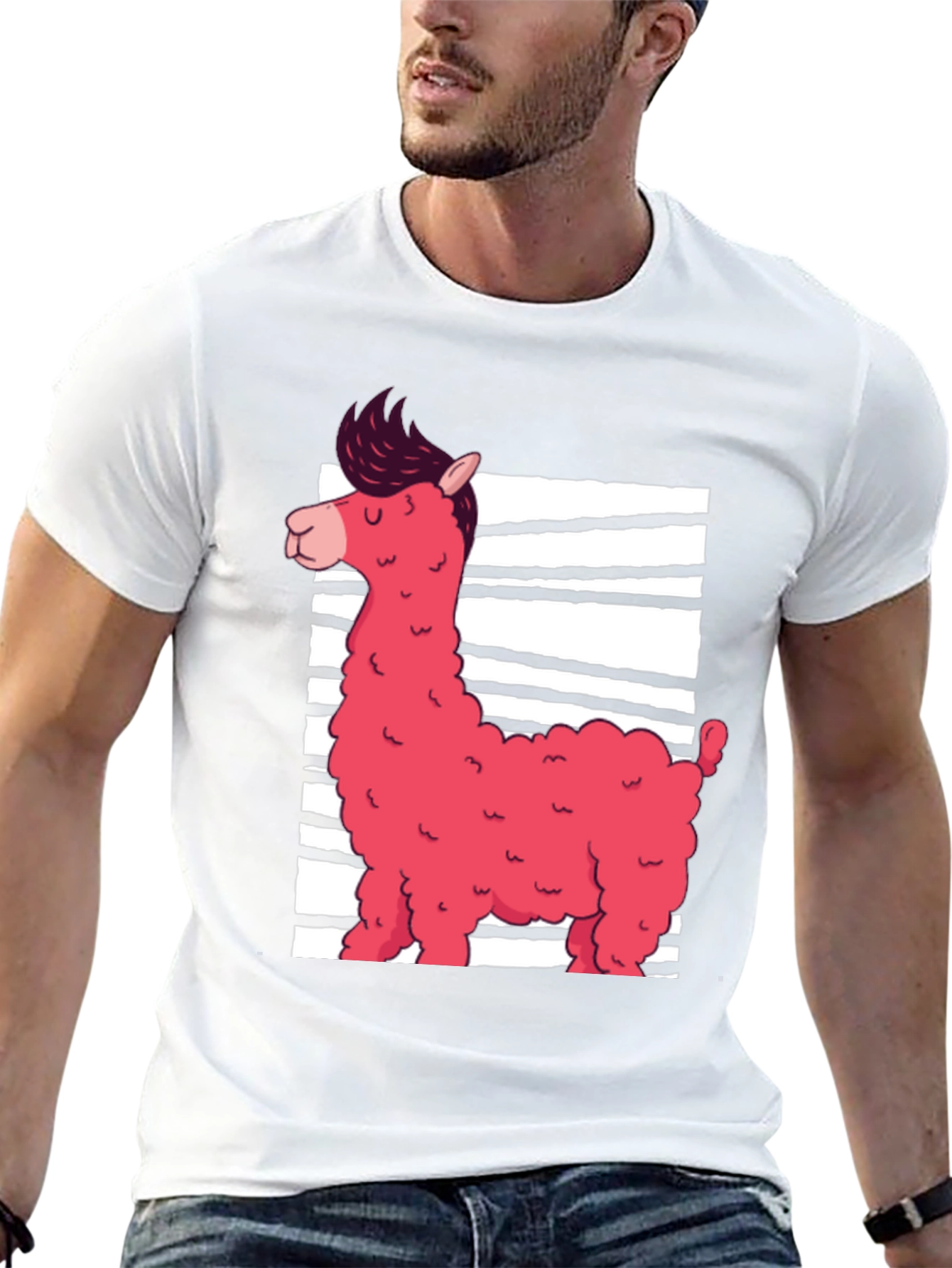 Funky Llama Graphic Tee - Black Cotton Shirt