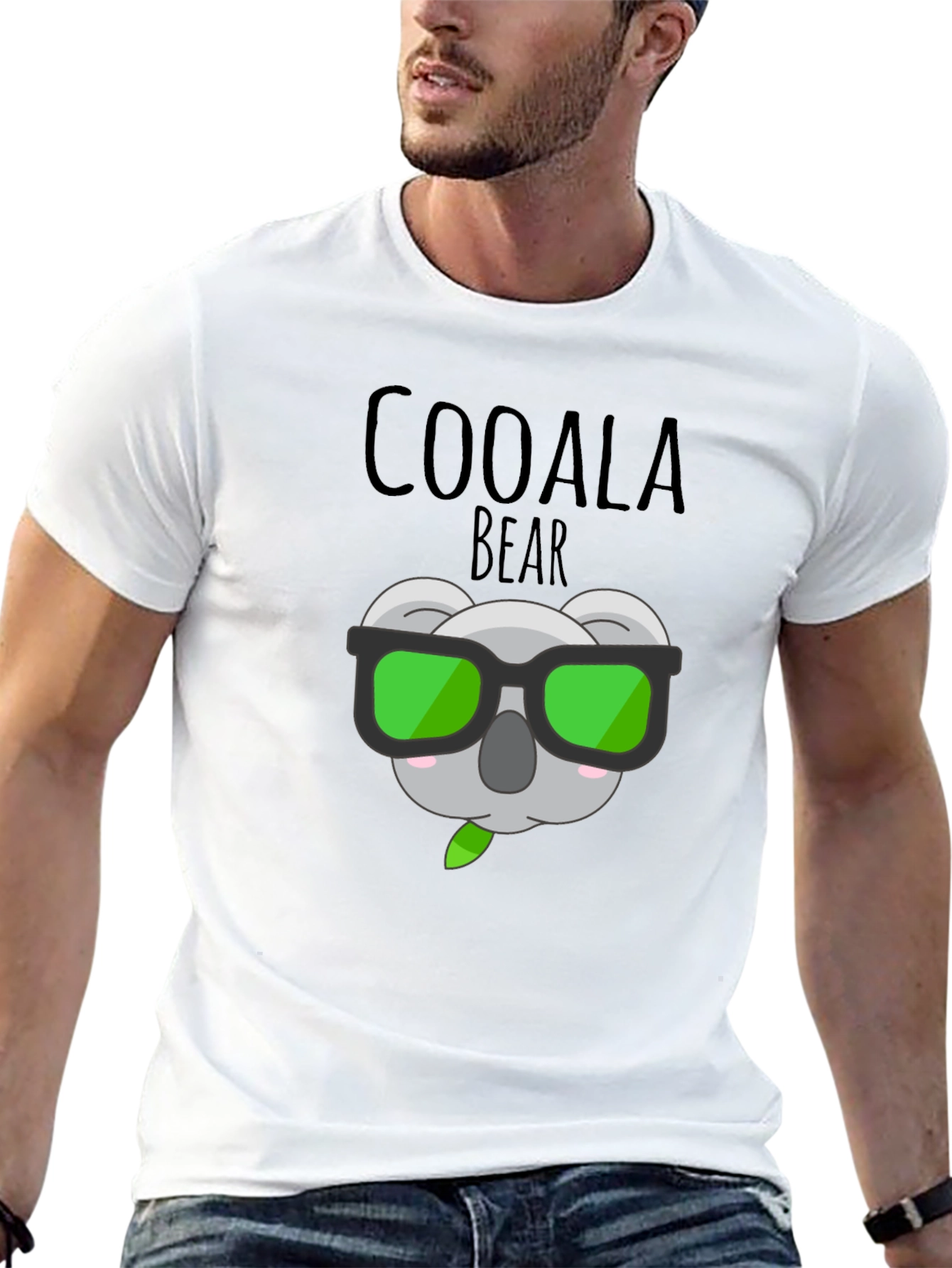 Coolala Bear T-Shirt - Black Cartoon Koala with Sunglasses
