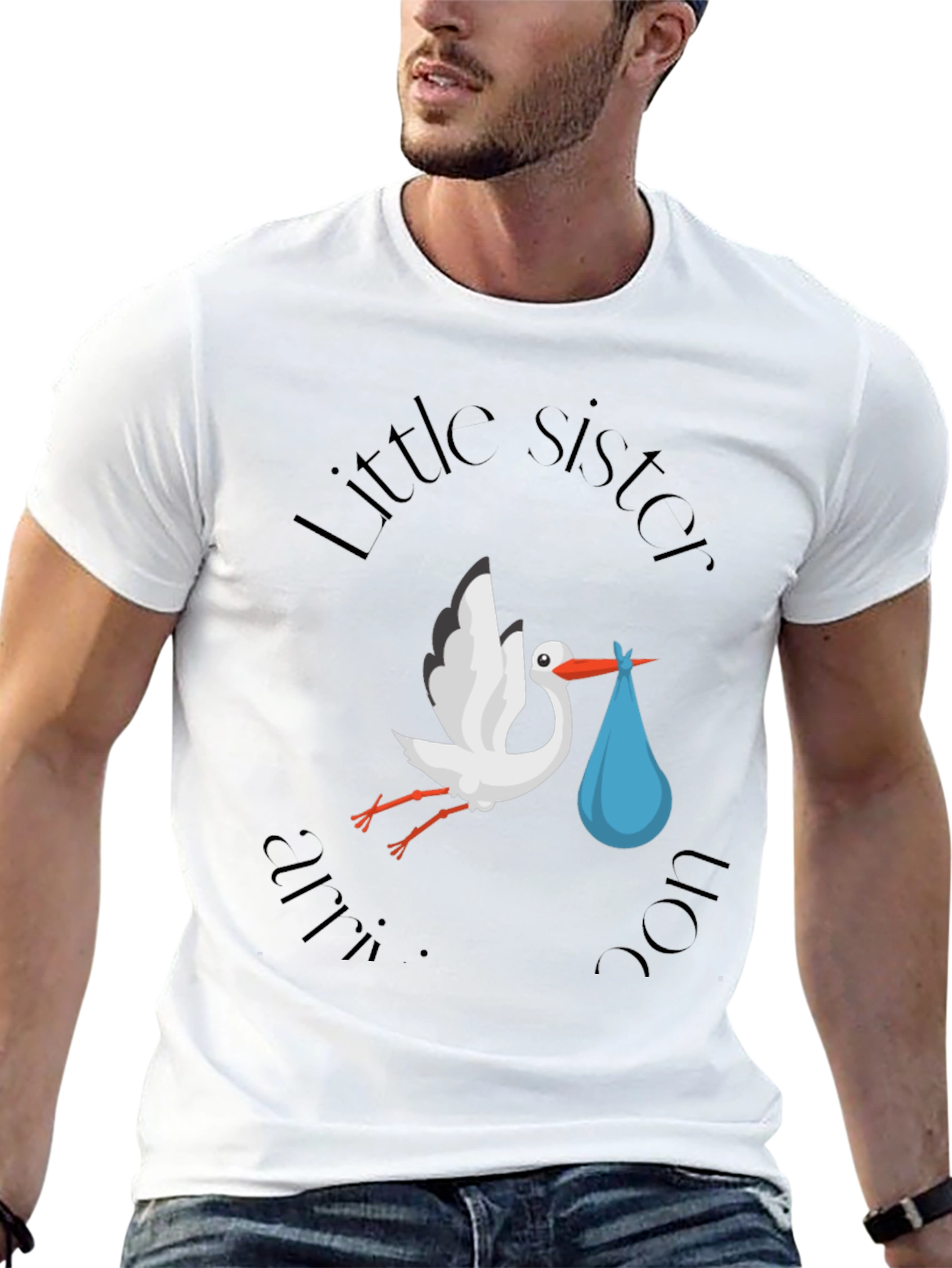 Little Sister Stork T-Shirt - Baby Announcement Tee