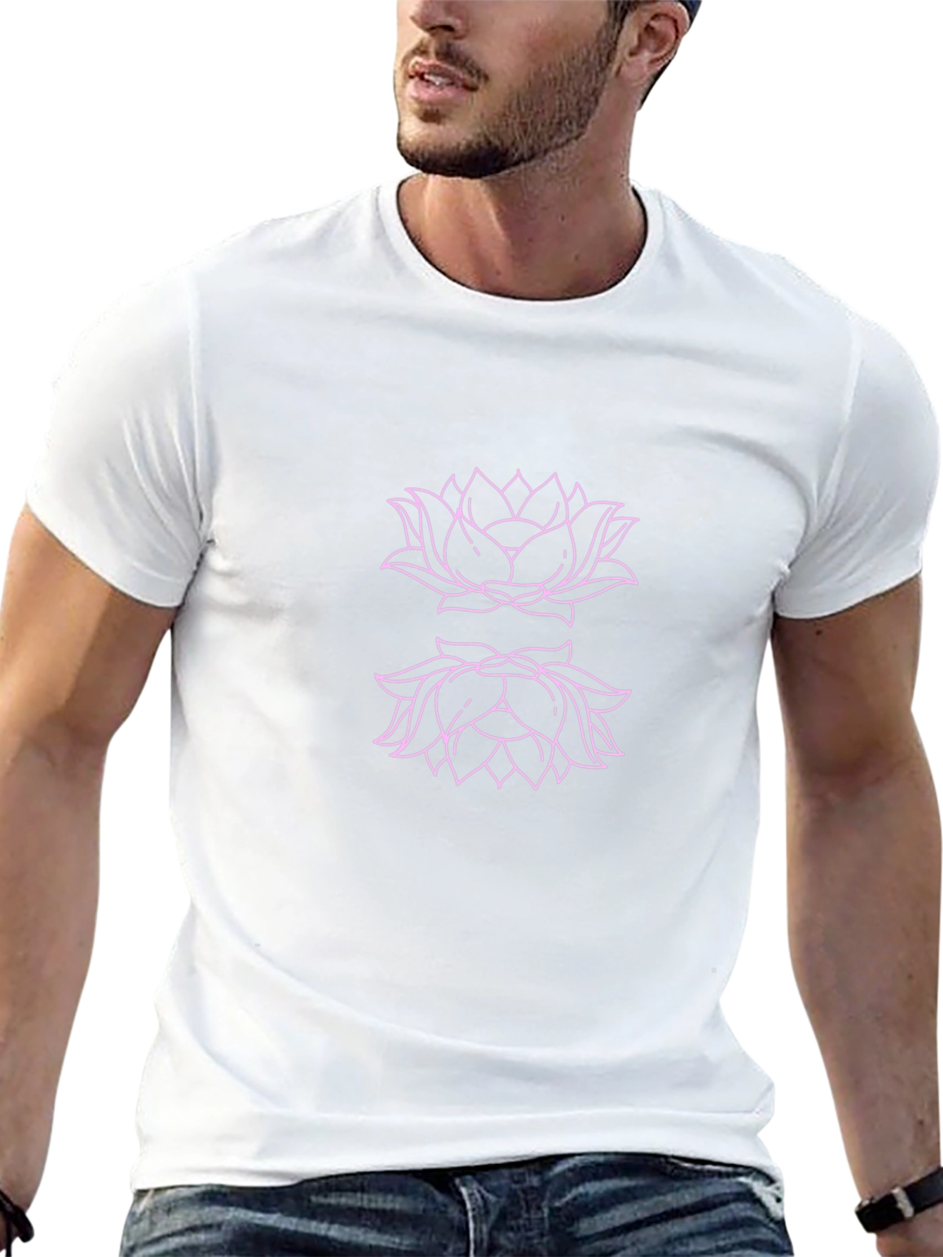Lotus Flower Graphic Black T-Shirt