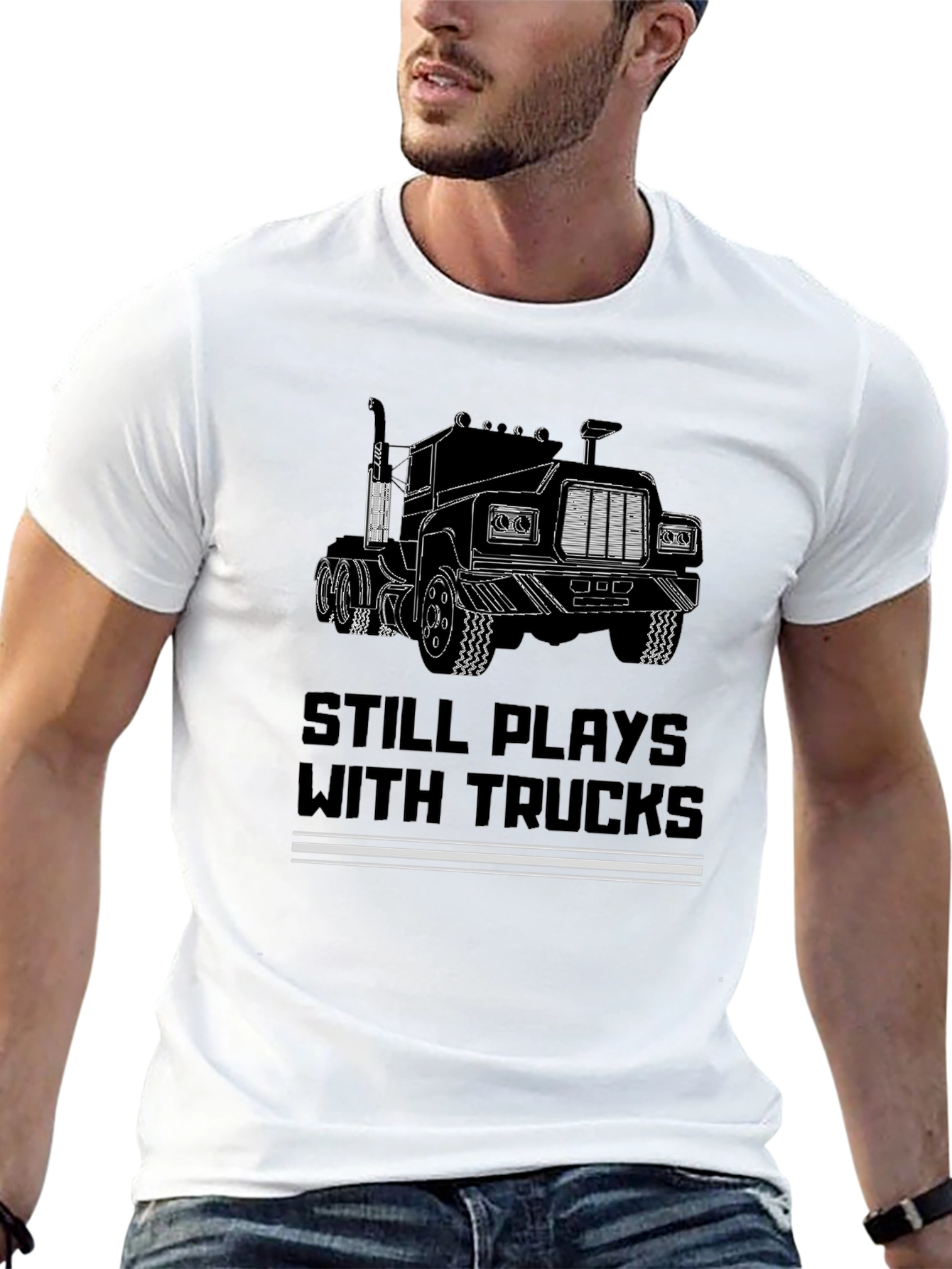 Still Plays with Trucks Black T-Shirt