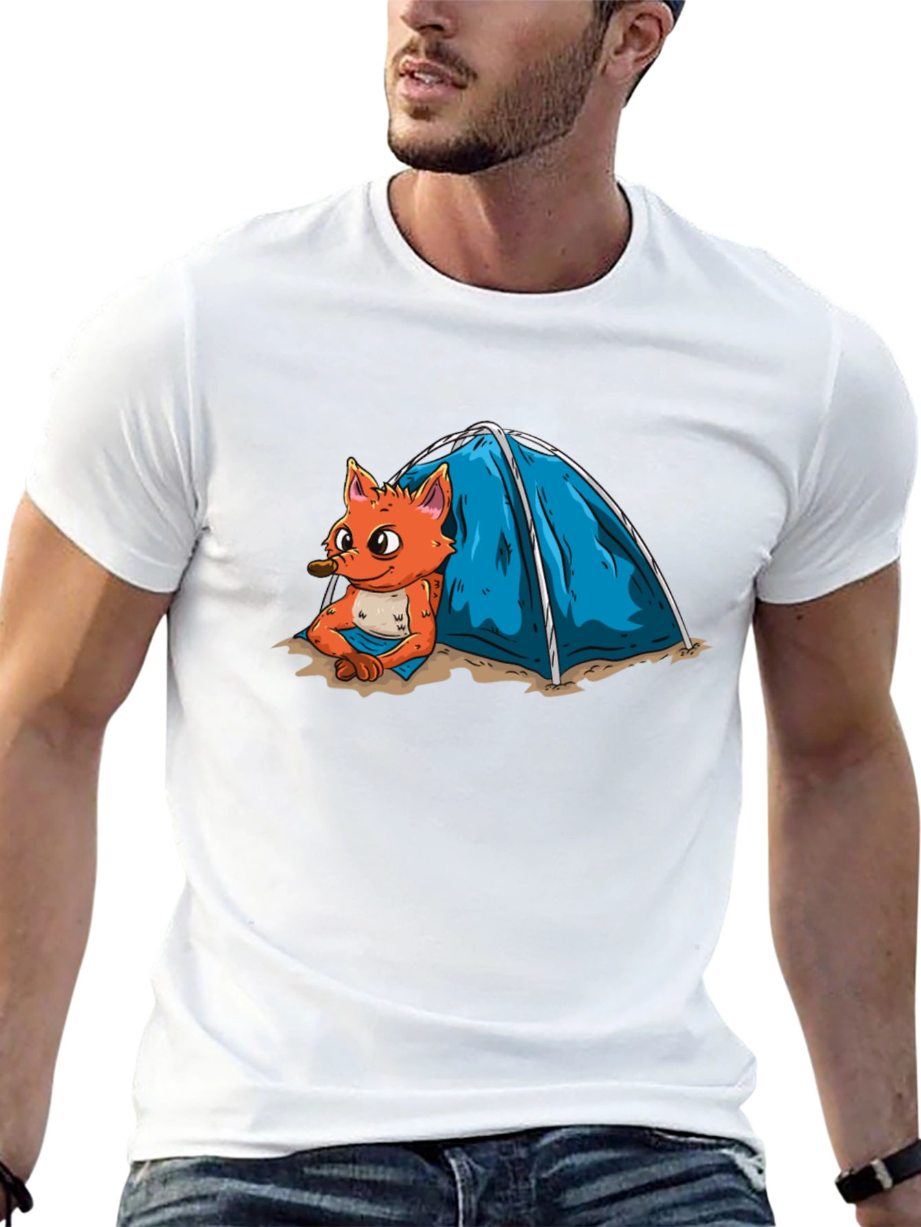 Cartoon Fox Camping T-Shirt