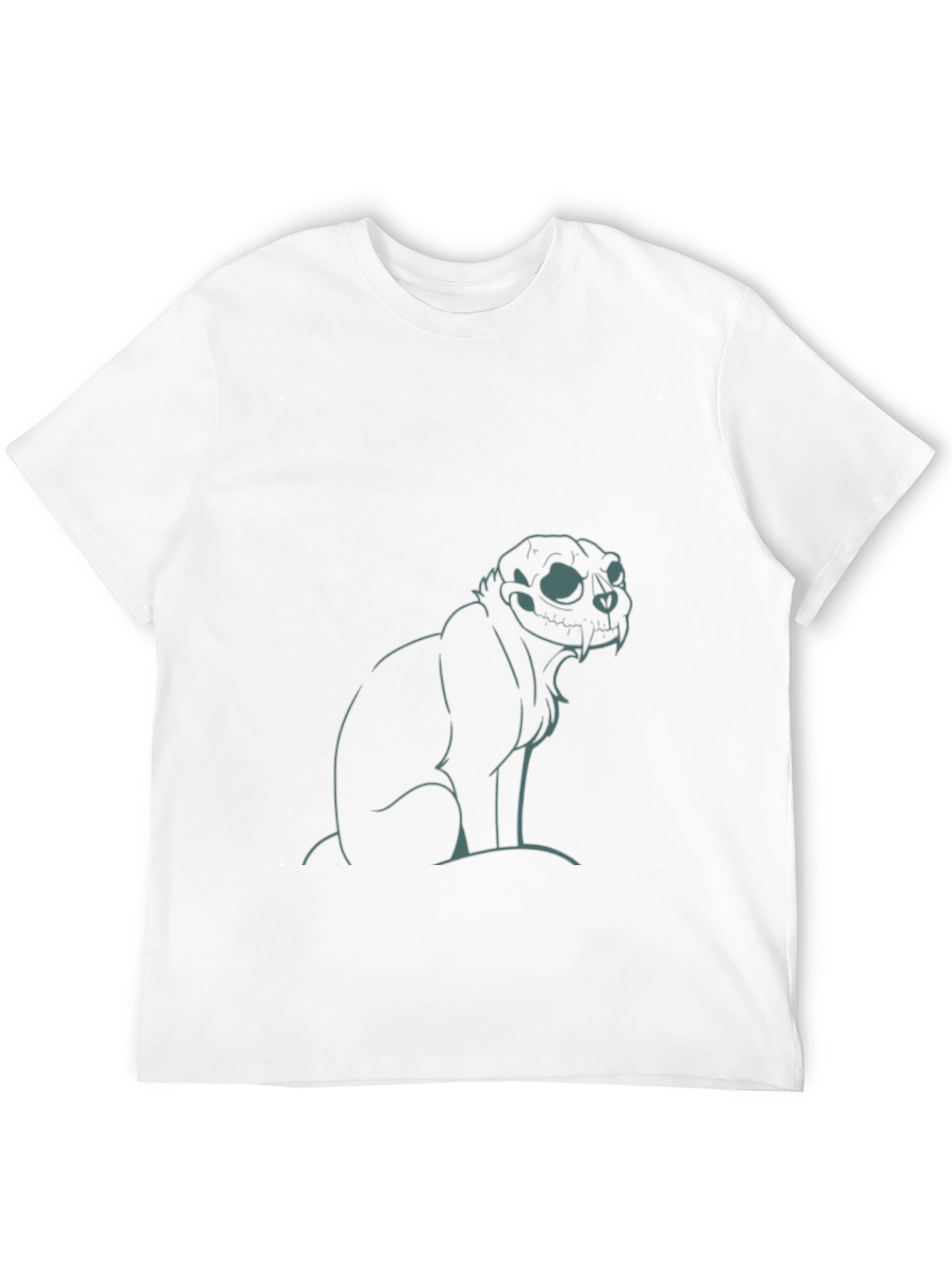 Skull Cat Graphic Tee - Black Cotton T-Shirt