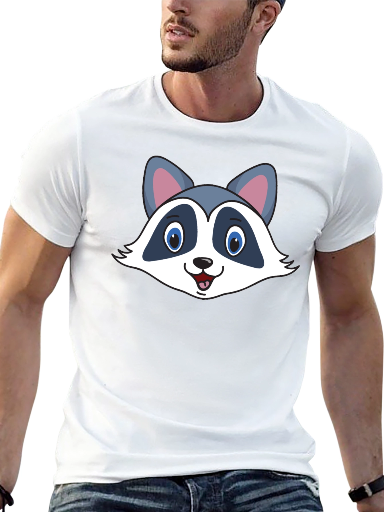 Raccoon Graphic T-Shirt - Black Cotton Tee