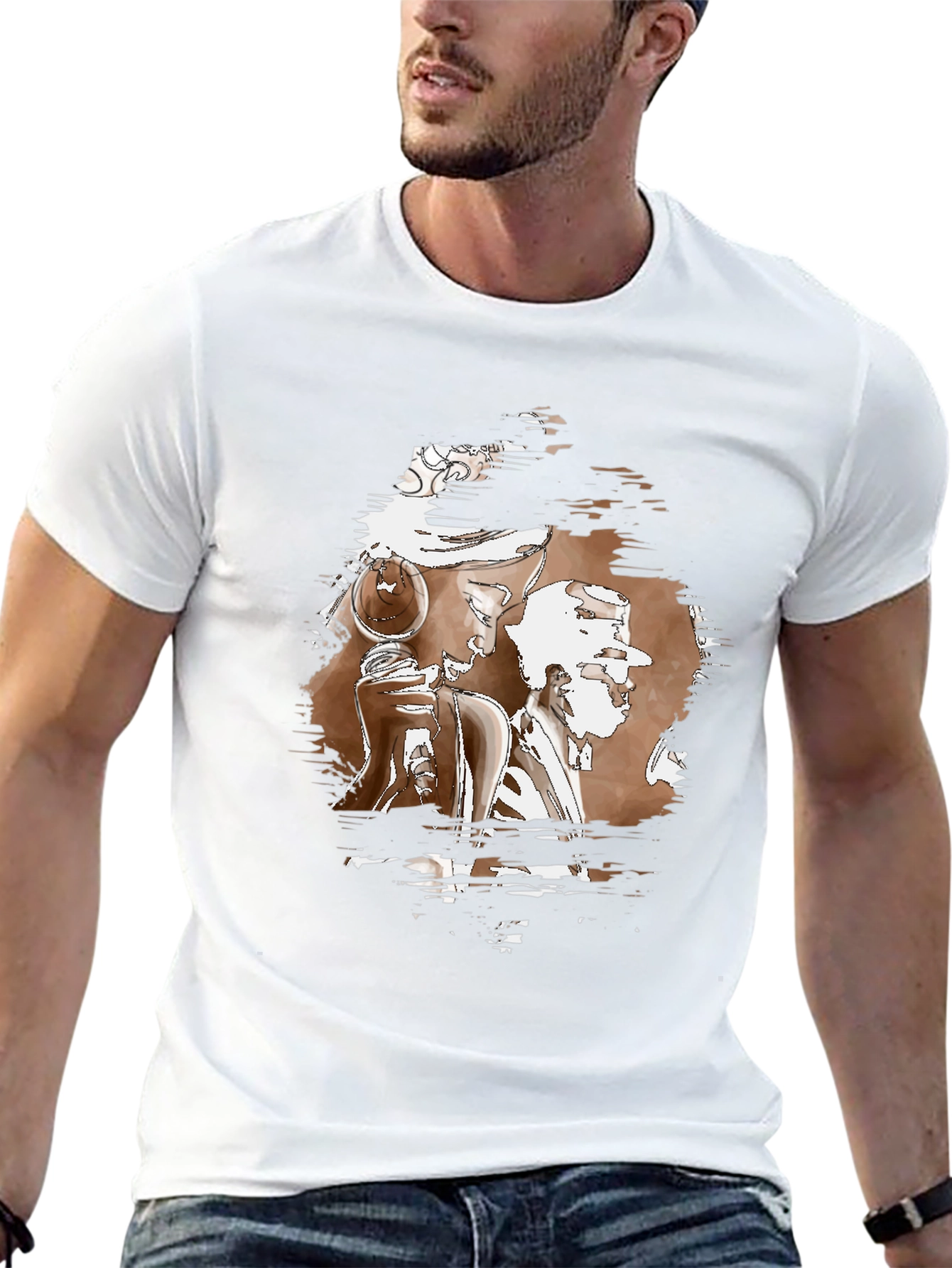 Abstract Graphic Print Black Crew Neck T-Shirt