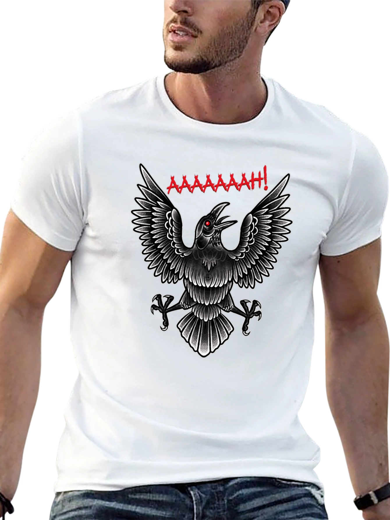 Screaming Raven Graphic Tee - Black