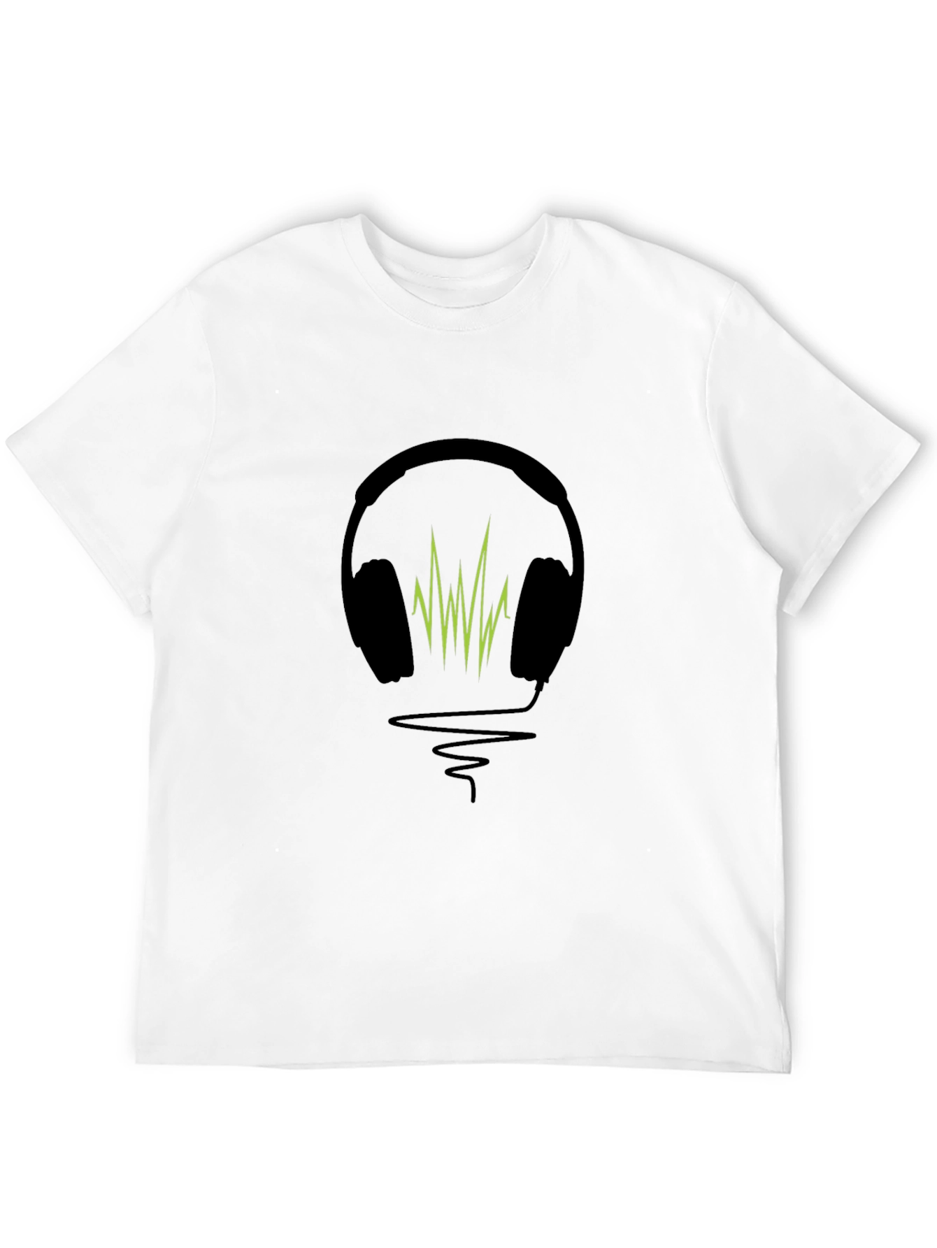Headphone Soundwave Graphic Tee - Black Cotton T-Shirt