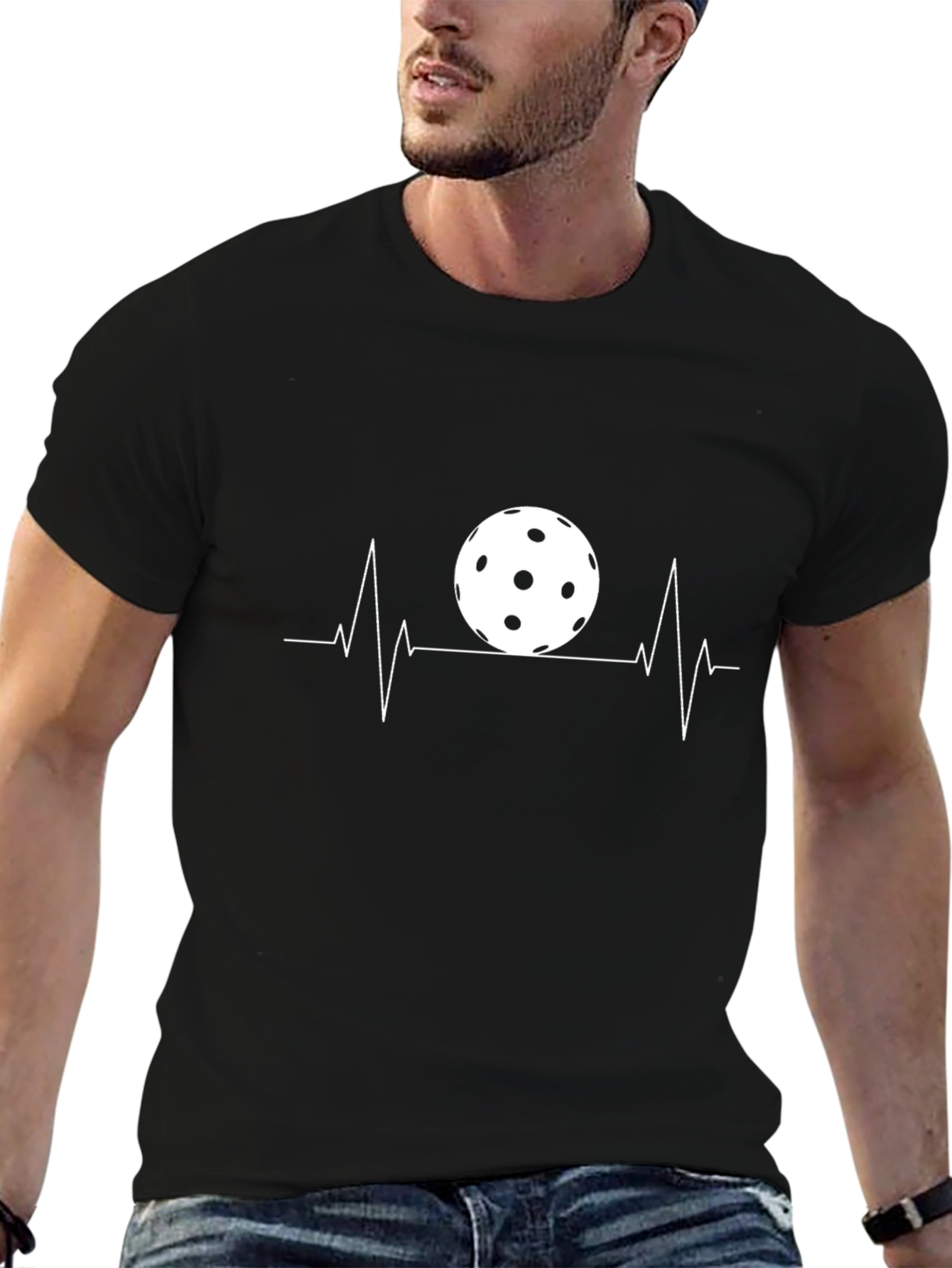 Pickleball Heartbeat T-Shirt - Black