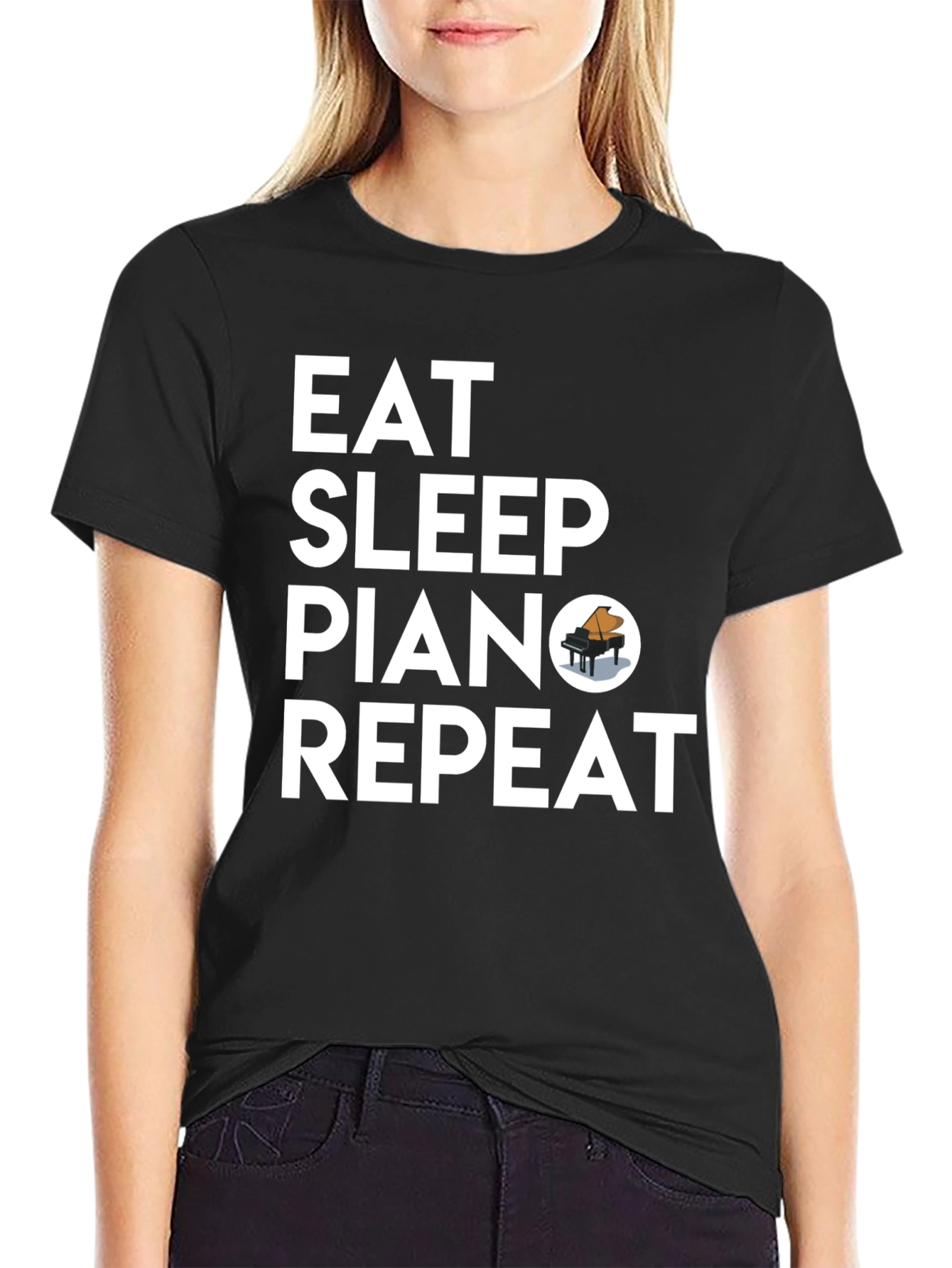 Eat Sleep Piano Repeat Graphic T-Shirt