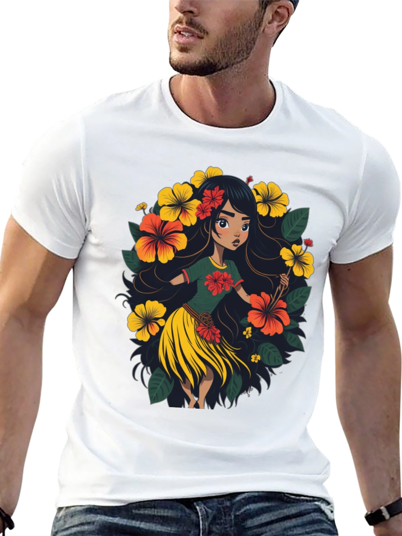 Hibiscus Hula Girl Graphic Tee - Island Style