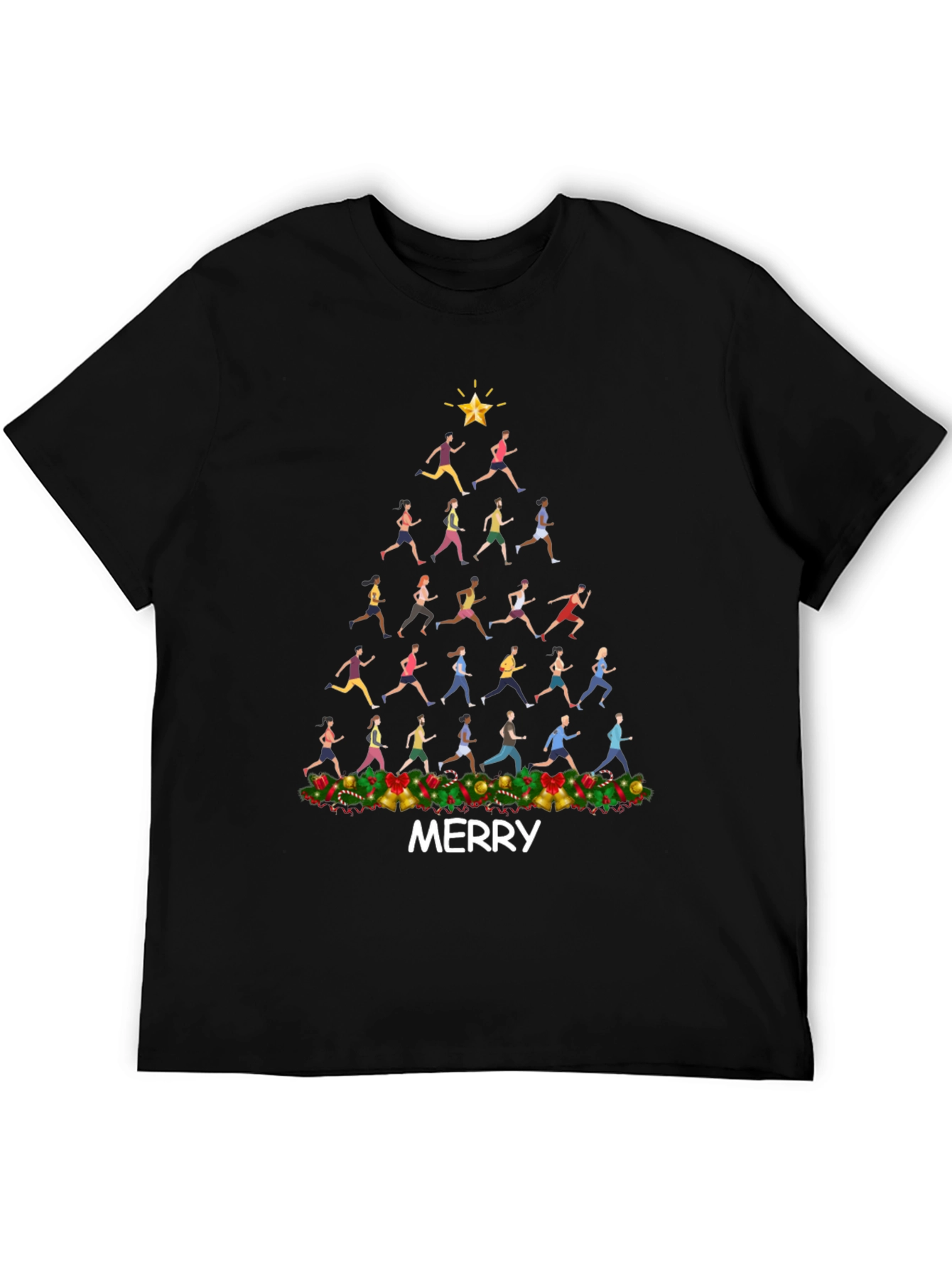 Merry Christmas Running Tree T-Shirt