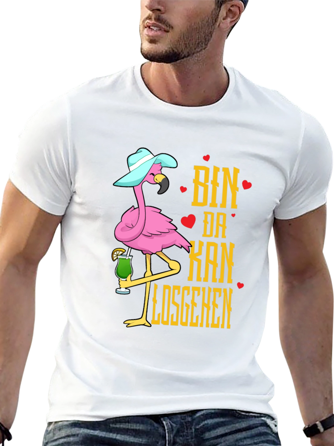Tropical Flamingo Ready To Go Black T-Shirt