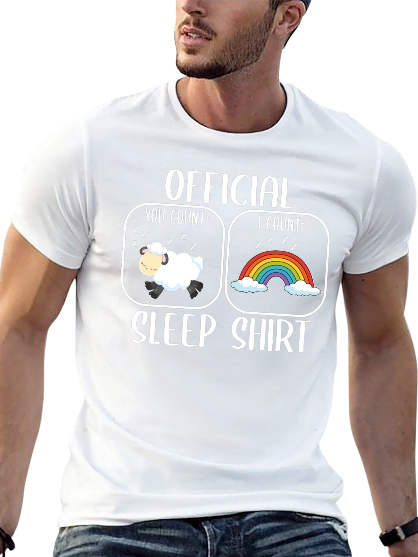 Official Sleep Shirt - Count Sheep & Rainbows T-Shirt