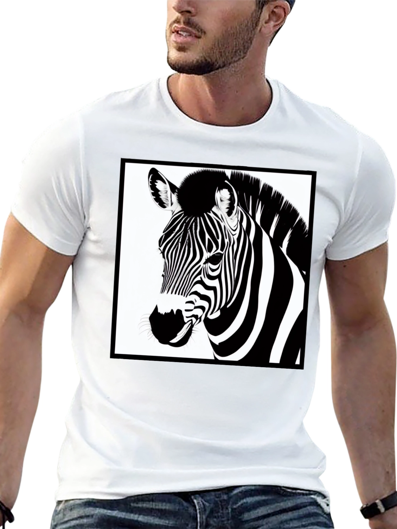 Zebra Graphic Tee - Black Cotton Casual T-Shirt