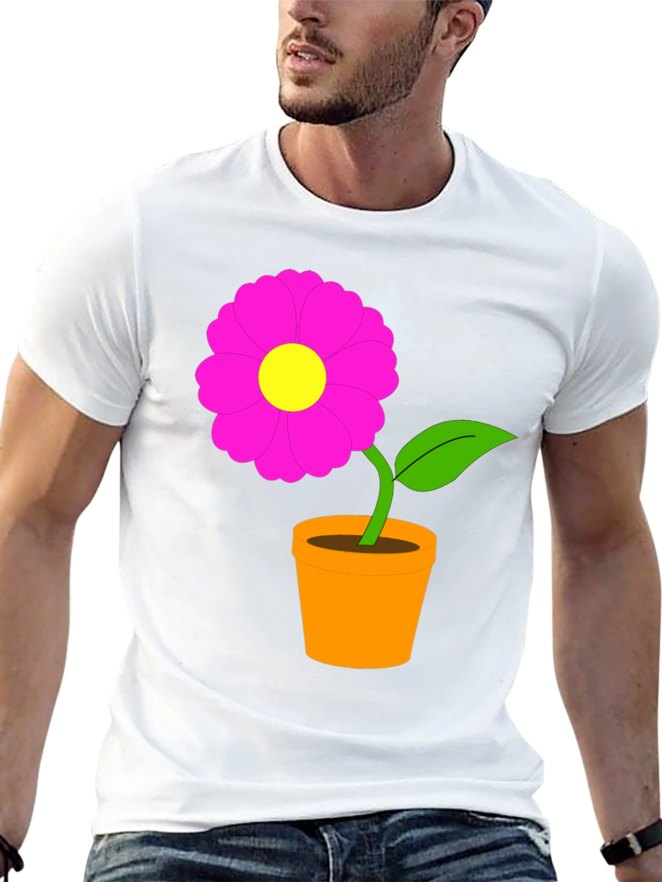 Flower in Pot Black T-Shirt