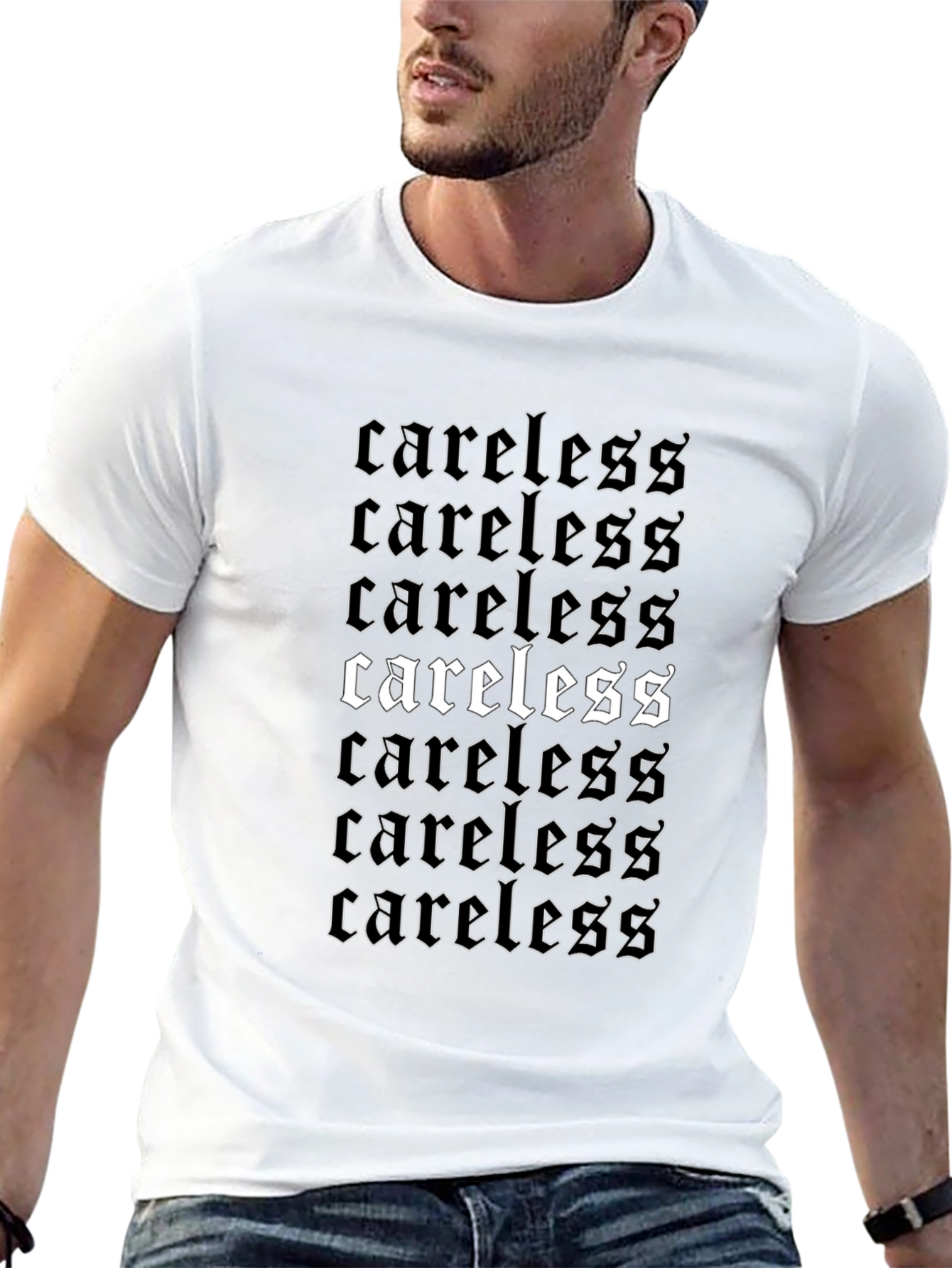 Careless Graphic Print Black T-Shirt