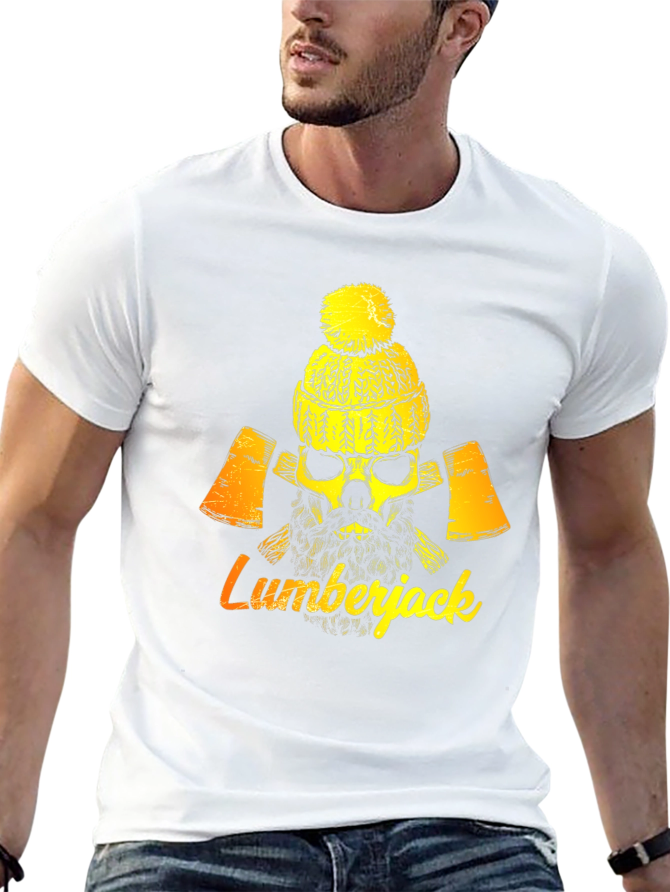 Lumberjack Skull Graphic Tee - Black Cotton Blend