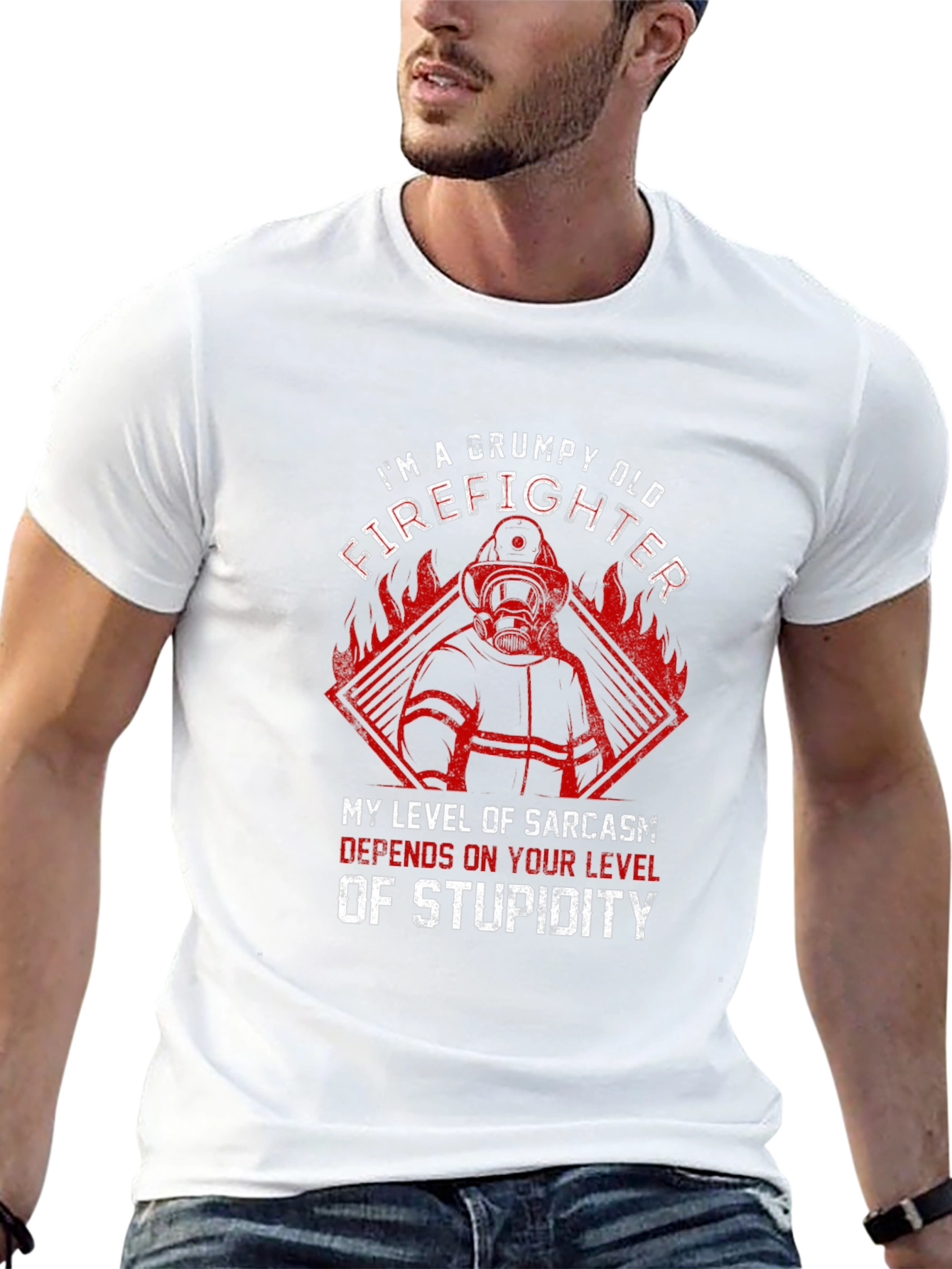 Grumpy Old Firefighter Graphic T-Shirt
