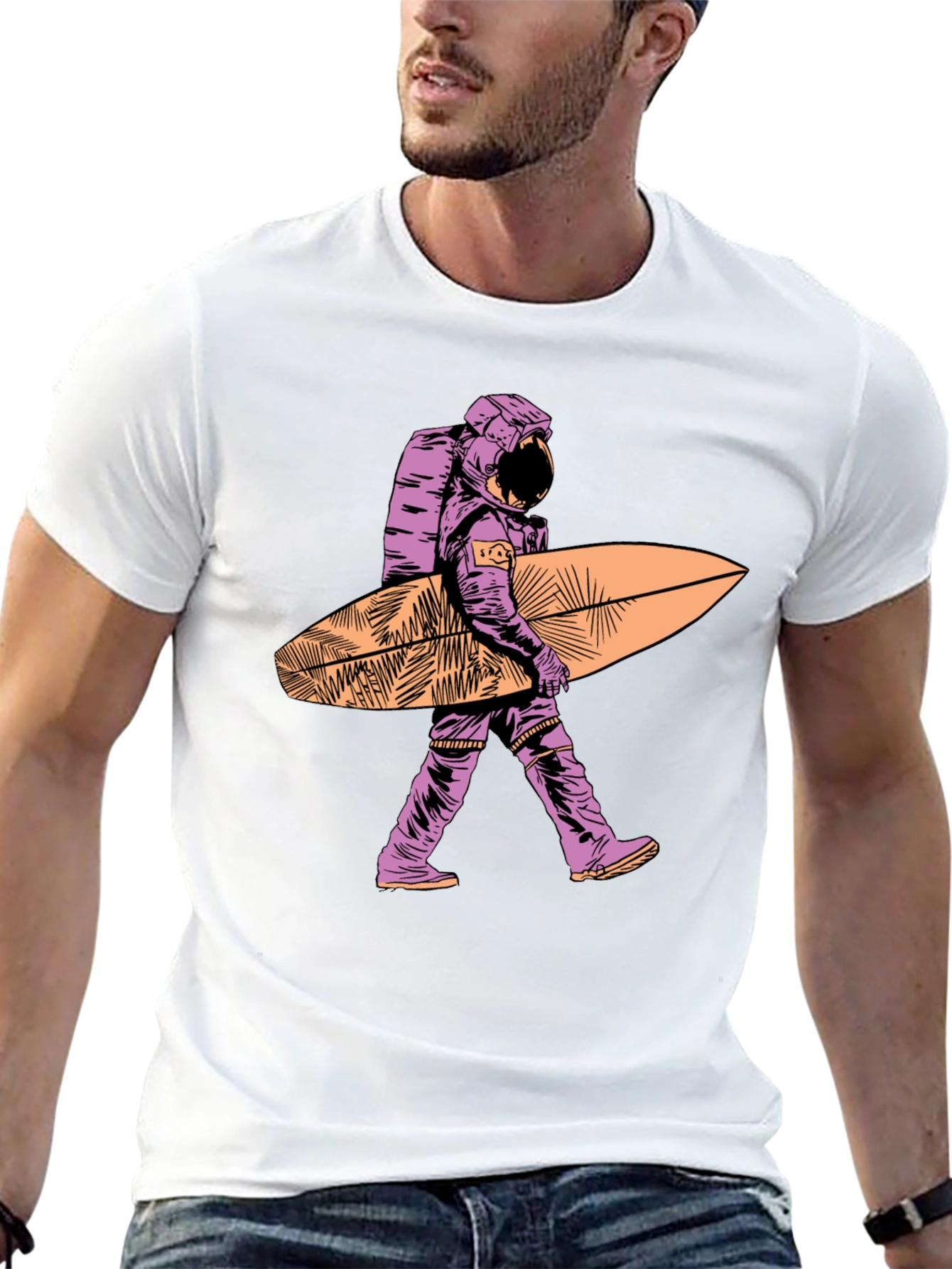 Surfing Astronaut T-Shirt - Unique Graphic Tee