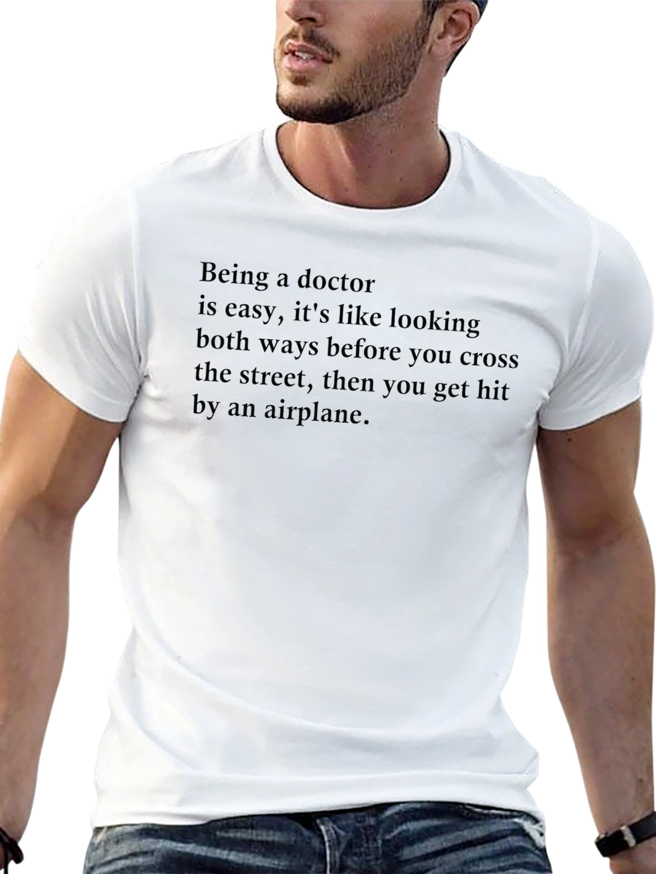 Doctor Joke T-Shirt - Black Crew Neck