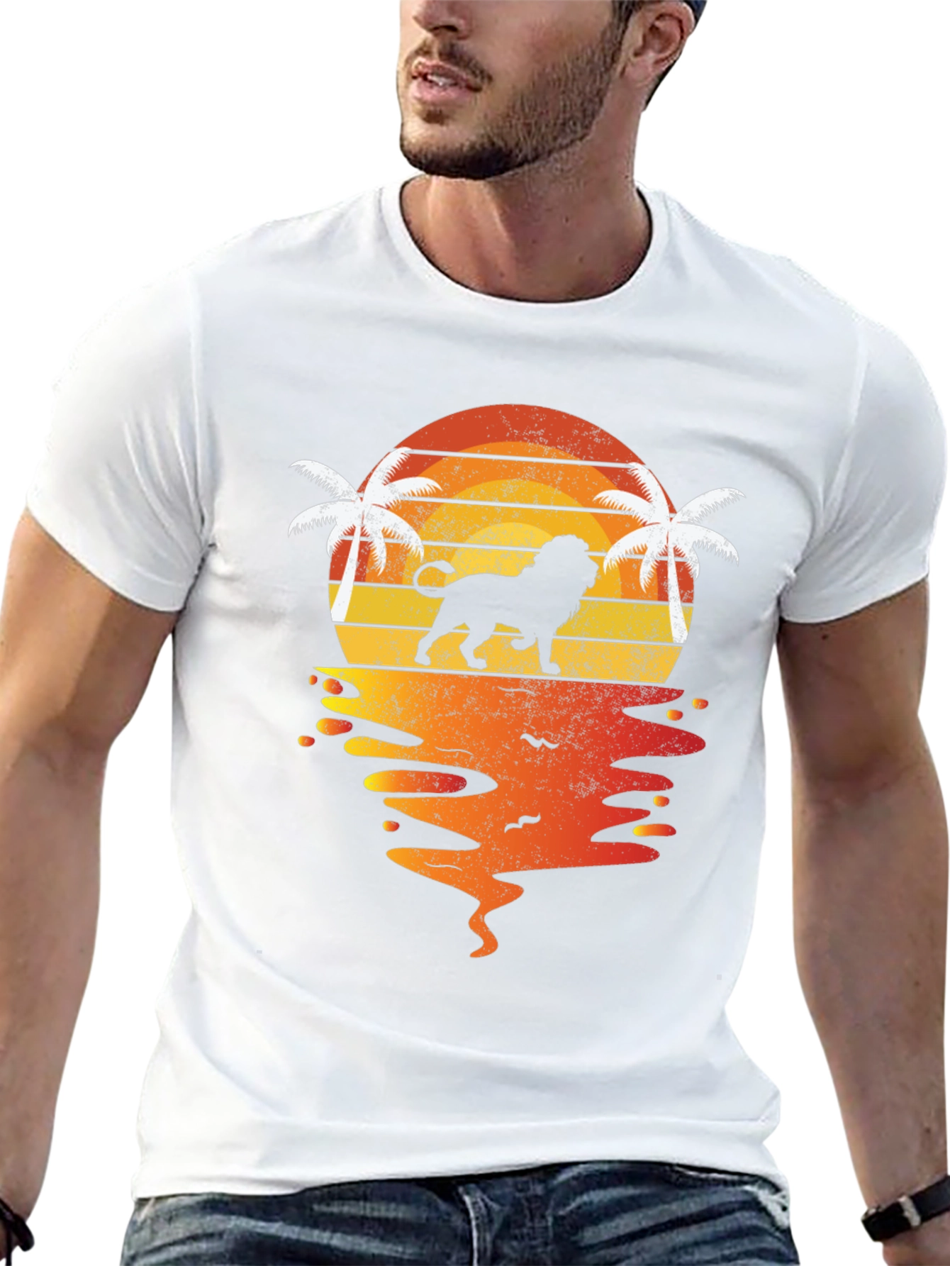 Lion Sunset Graphic T-Shirt