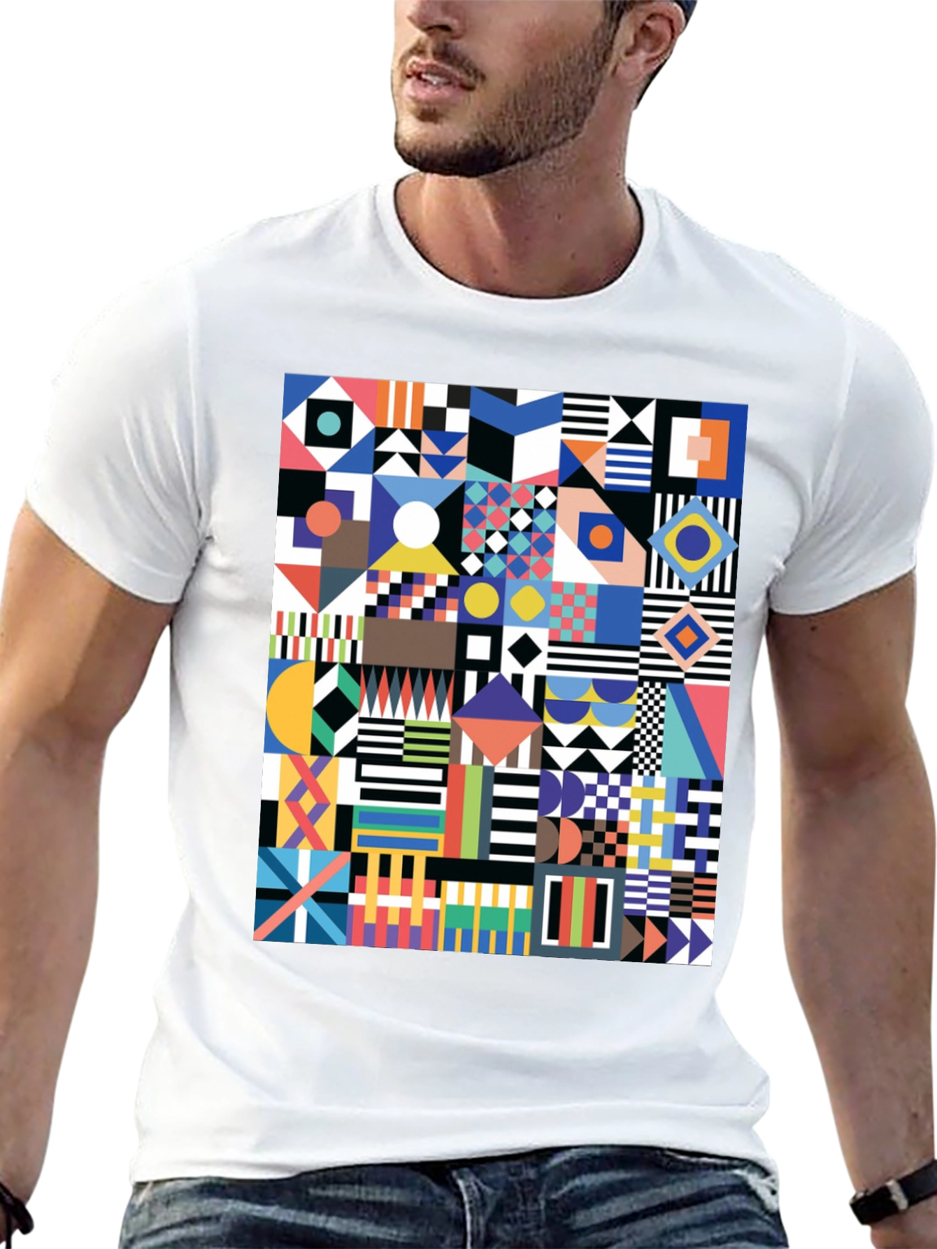 Geometric Art Print Tee - Modern Graphic Design