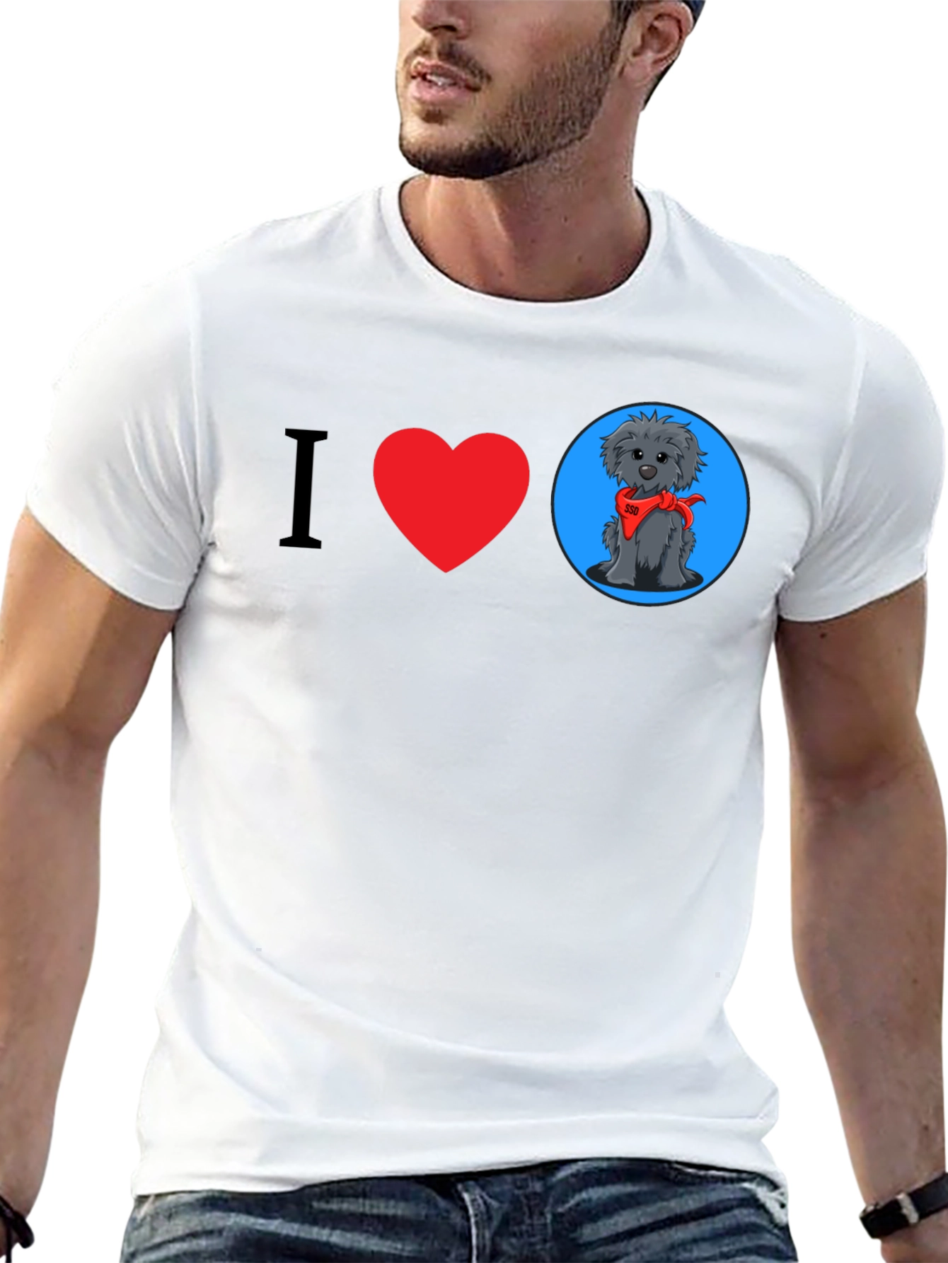 I Heart Dogs Graphic Tee - Black Cotton T-Shirt