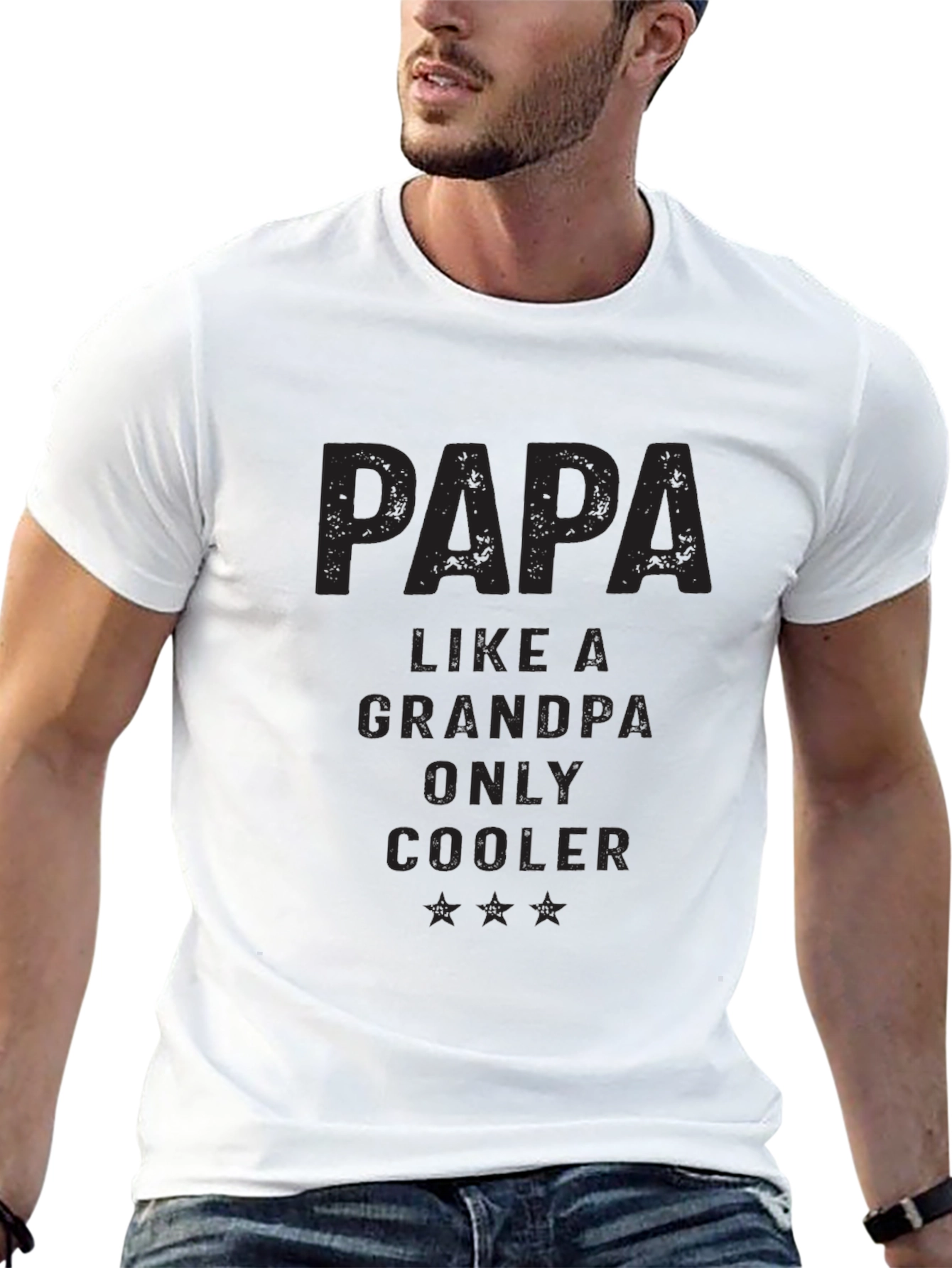 Papa Like a Grandpa Only Cooler Black T-Shirt