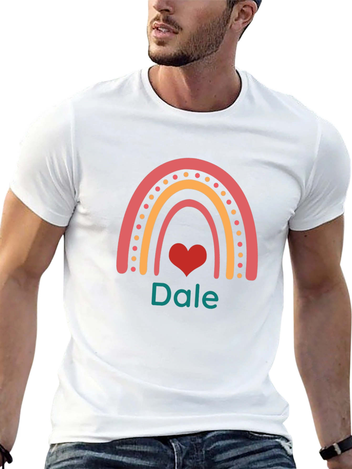 Dale Rainbow Heart Graphic T-Shirt