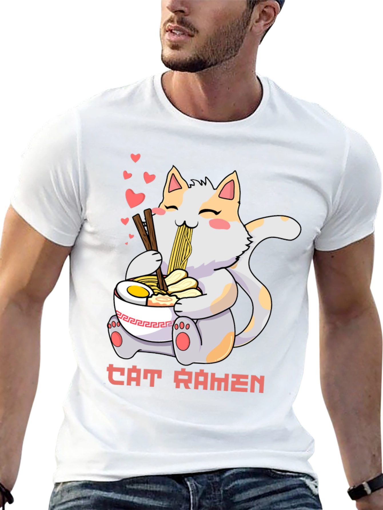 Cat Ramen Graphic Tee - Kawaii Style