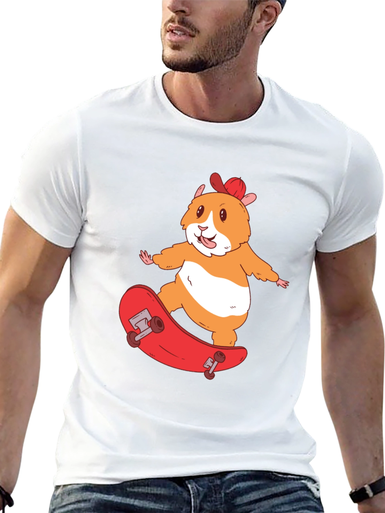 Skateboarding Hamster T-Shirt - Cool Animal Graphic Tee