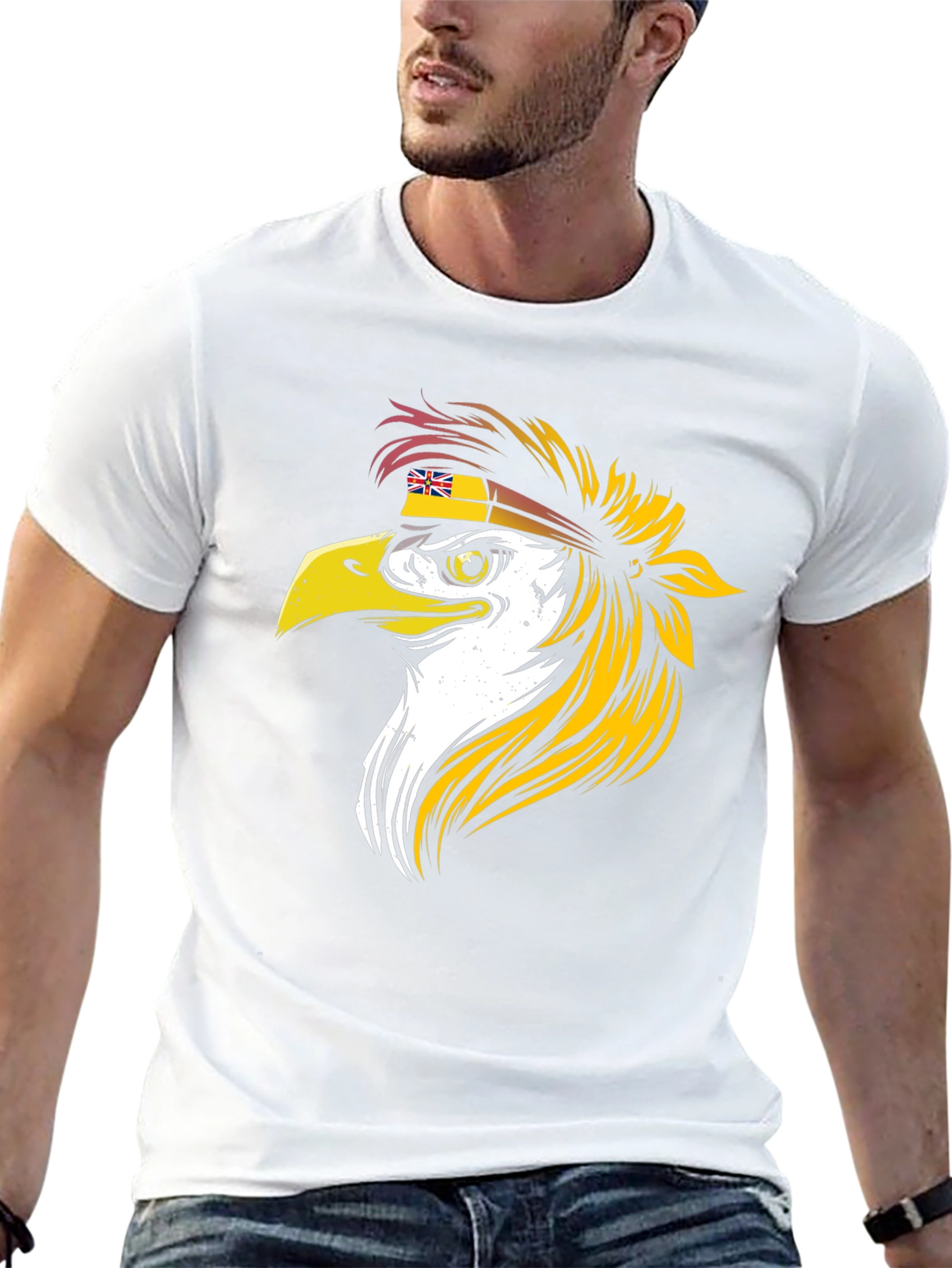 Eagle Head T-Shirt with Flag Bandana - Cool Design