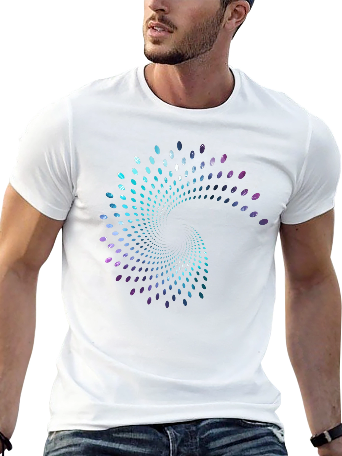 Spiral Galaxy Graphic Print Black T-Shirt