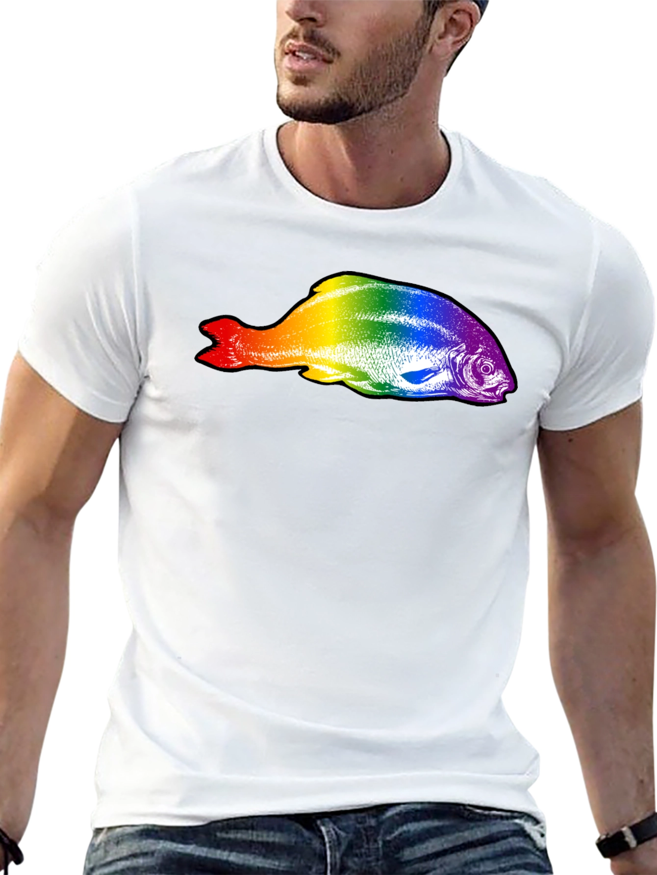 Rainbow Fish Graphic Black T-Shirt