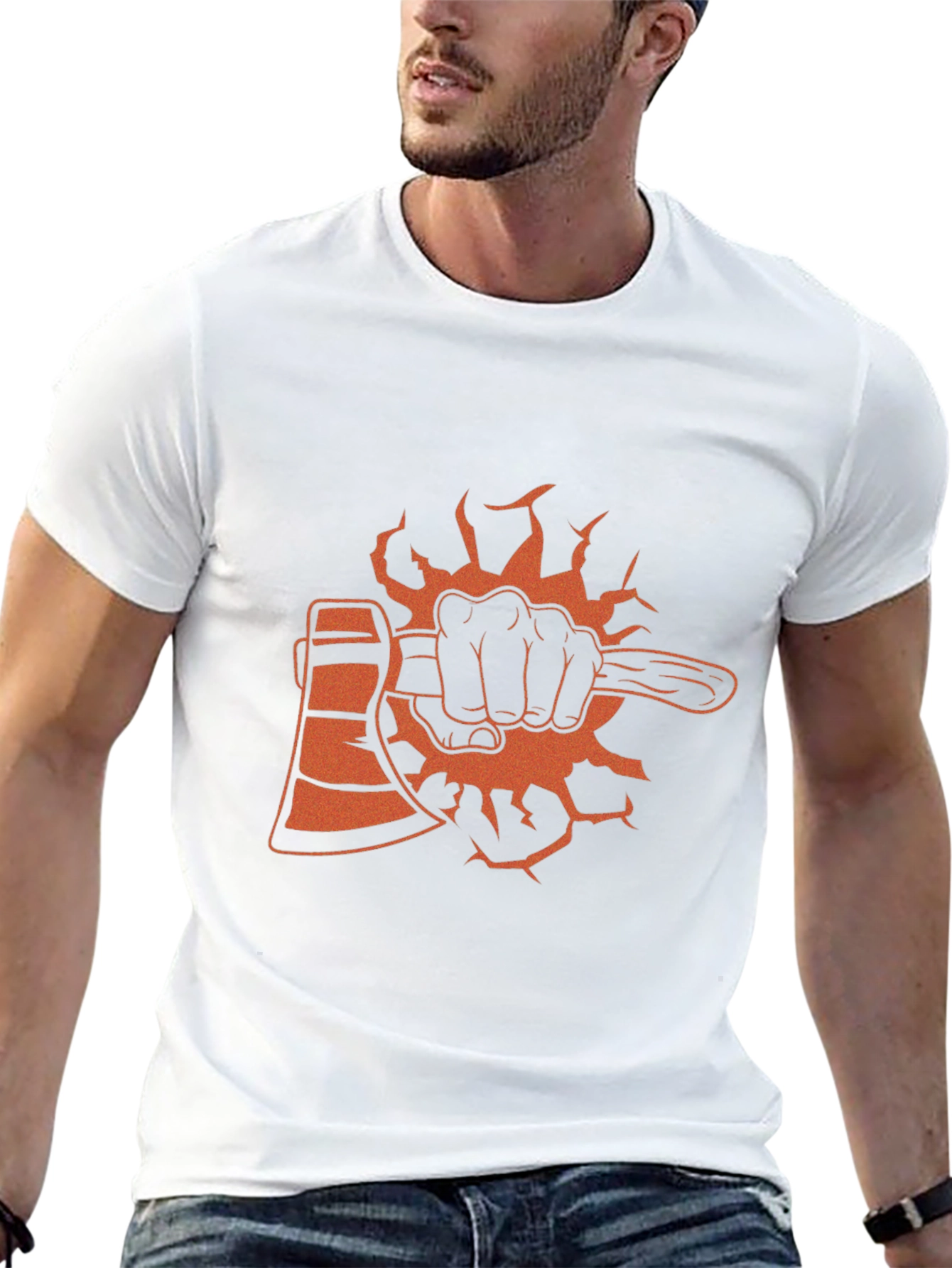Black Axe T-Shirt Lumberjack Hand Graphic Tee
