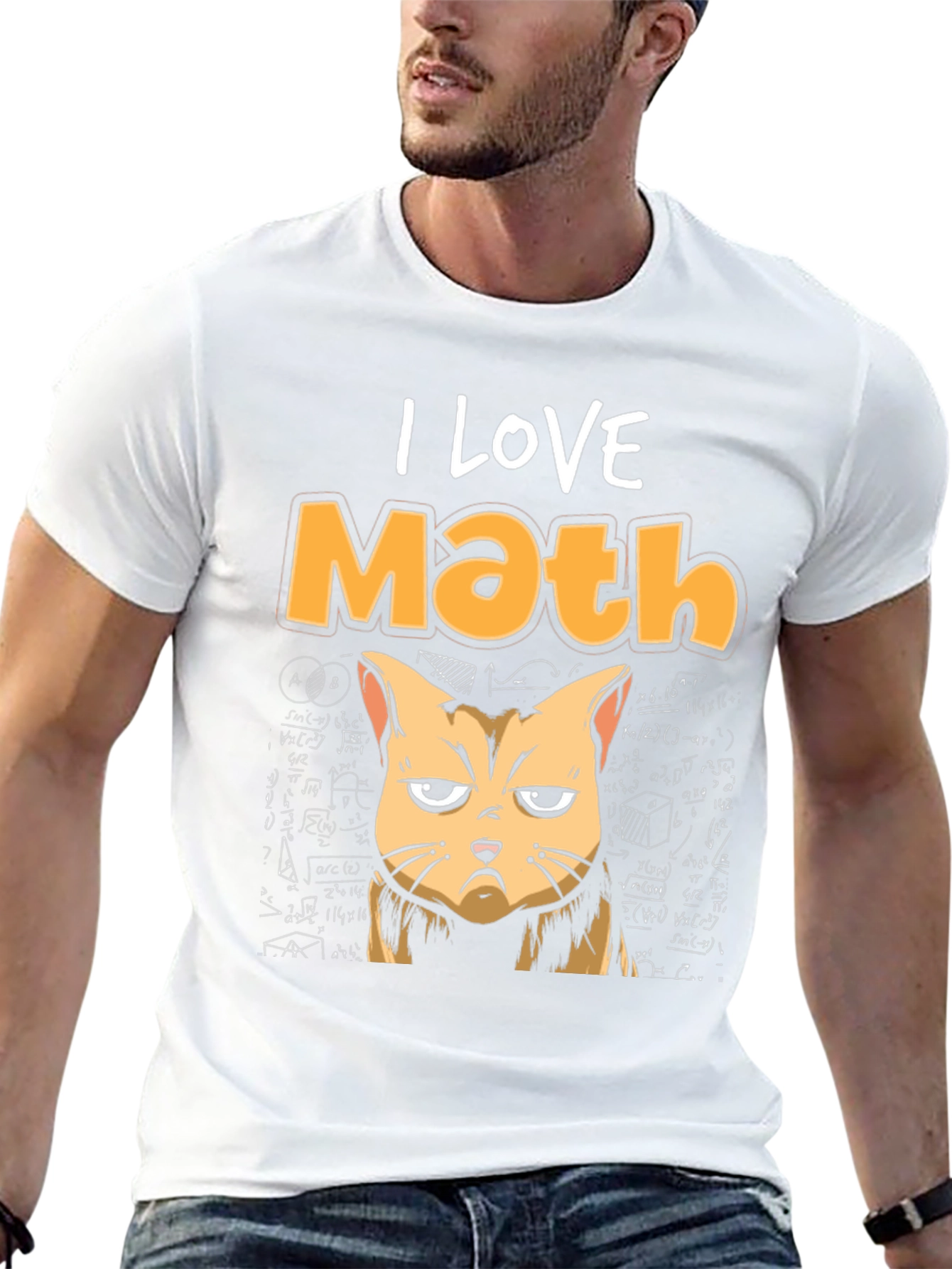 I Love Math Cat T-Shirt Funny Graphic Tee