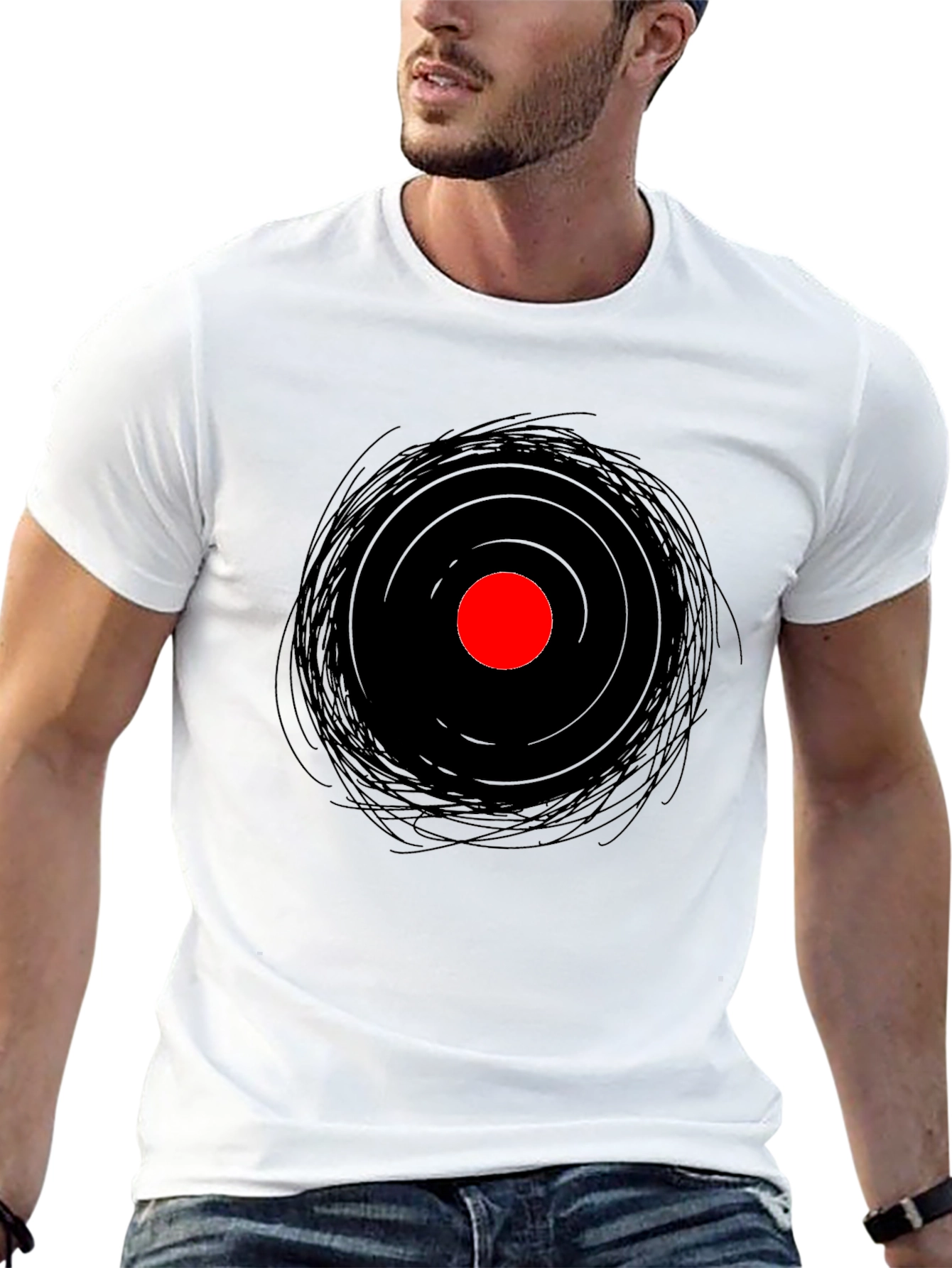 Abstract Target Tee - Black Cotton Blend