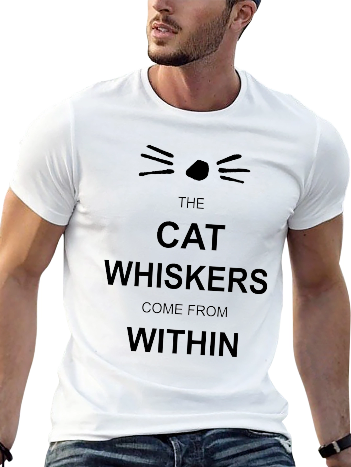 Cat Whiskers Graphic Black T-Shirt