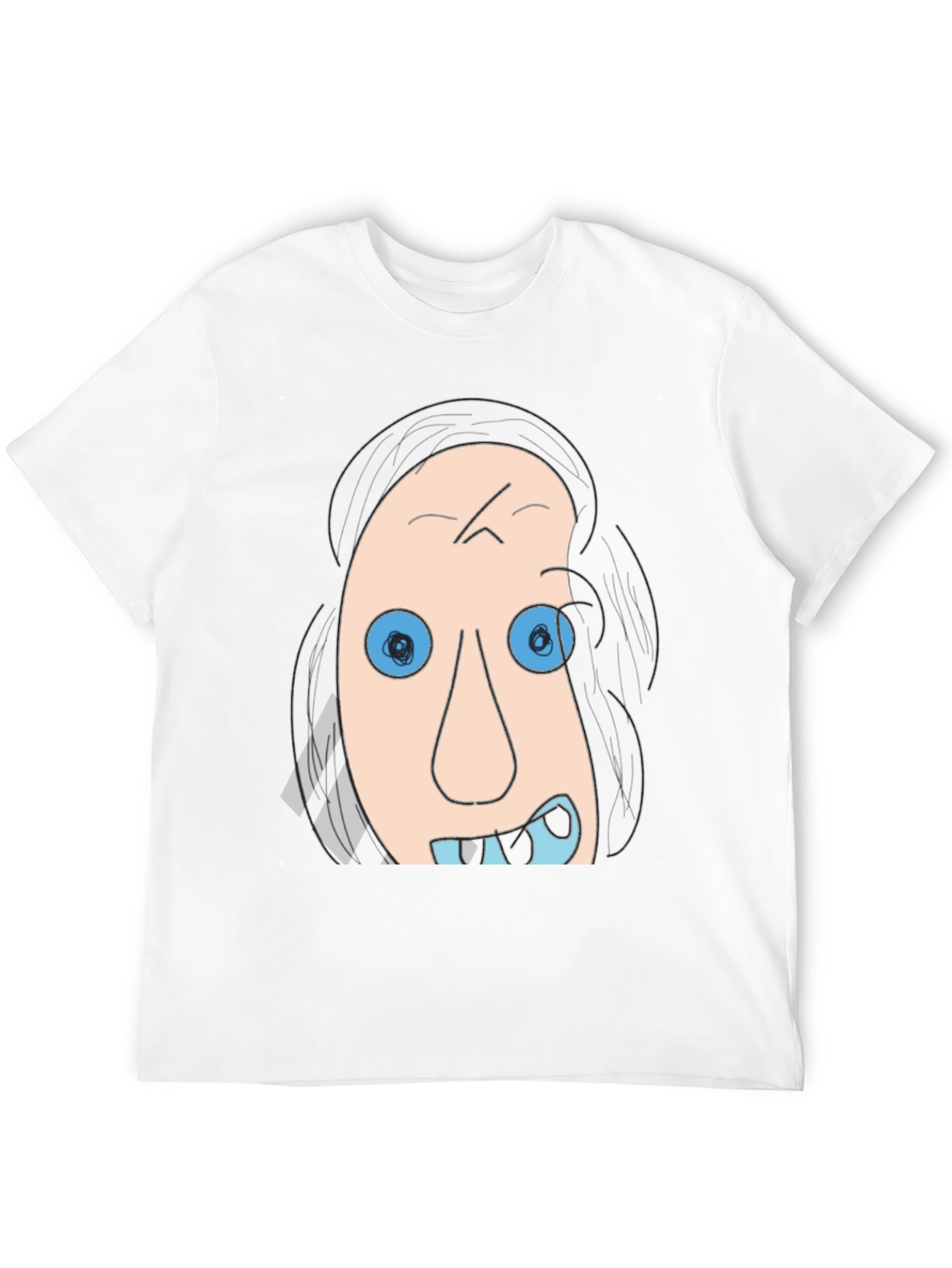 Cartoon Face Graphic Tee - Black Cotton T-Shirt