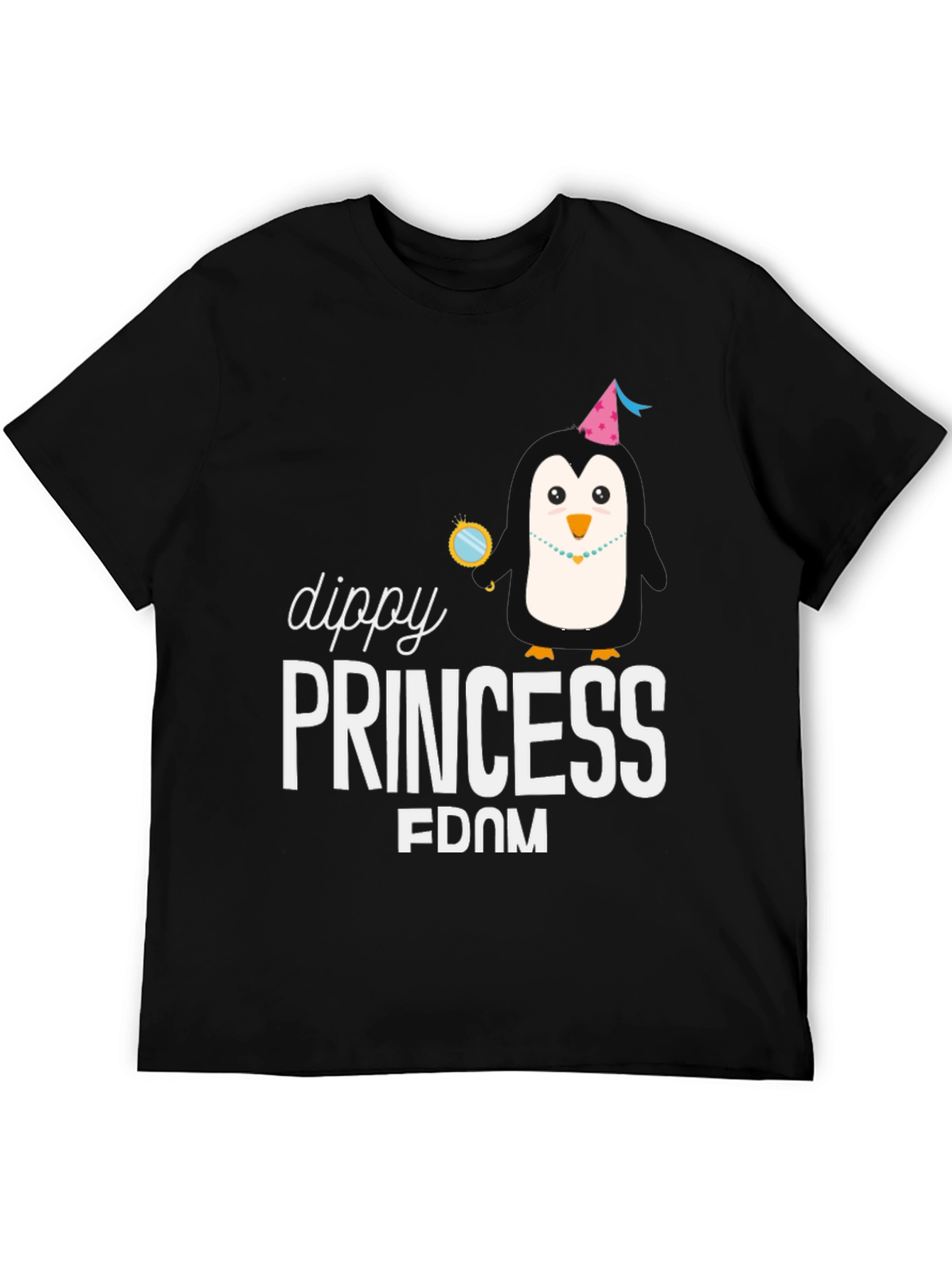 Dippy Princess Penguin Black T-Shirt