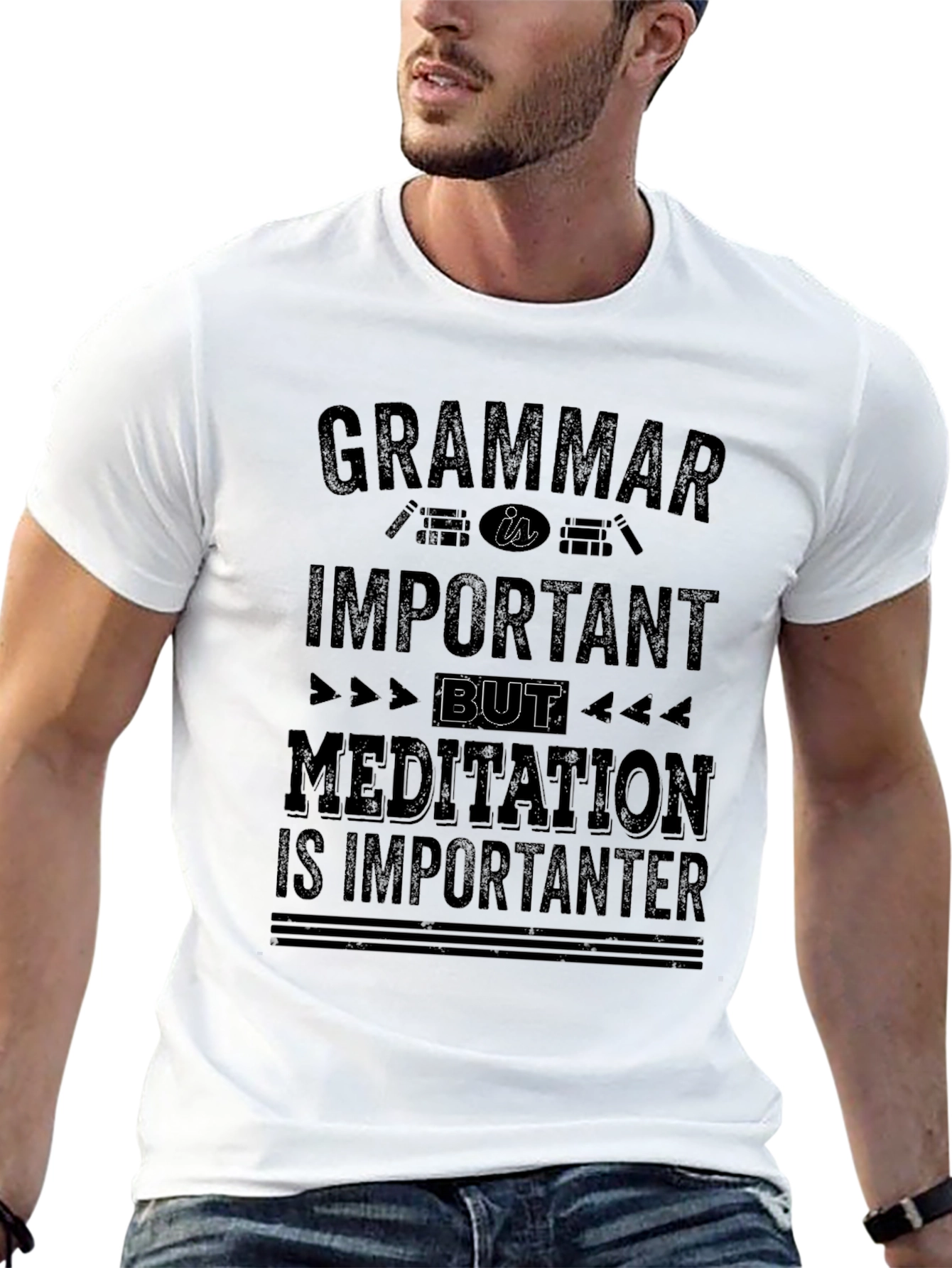 Grammar Meditation T-Shirt | Mens Black Graphic Tee