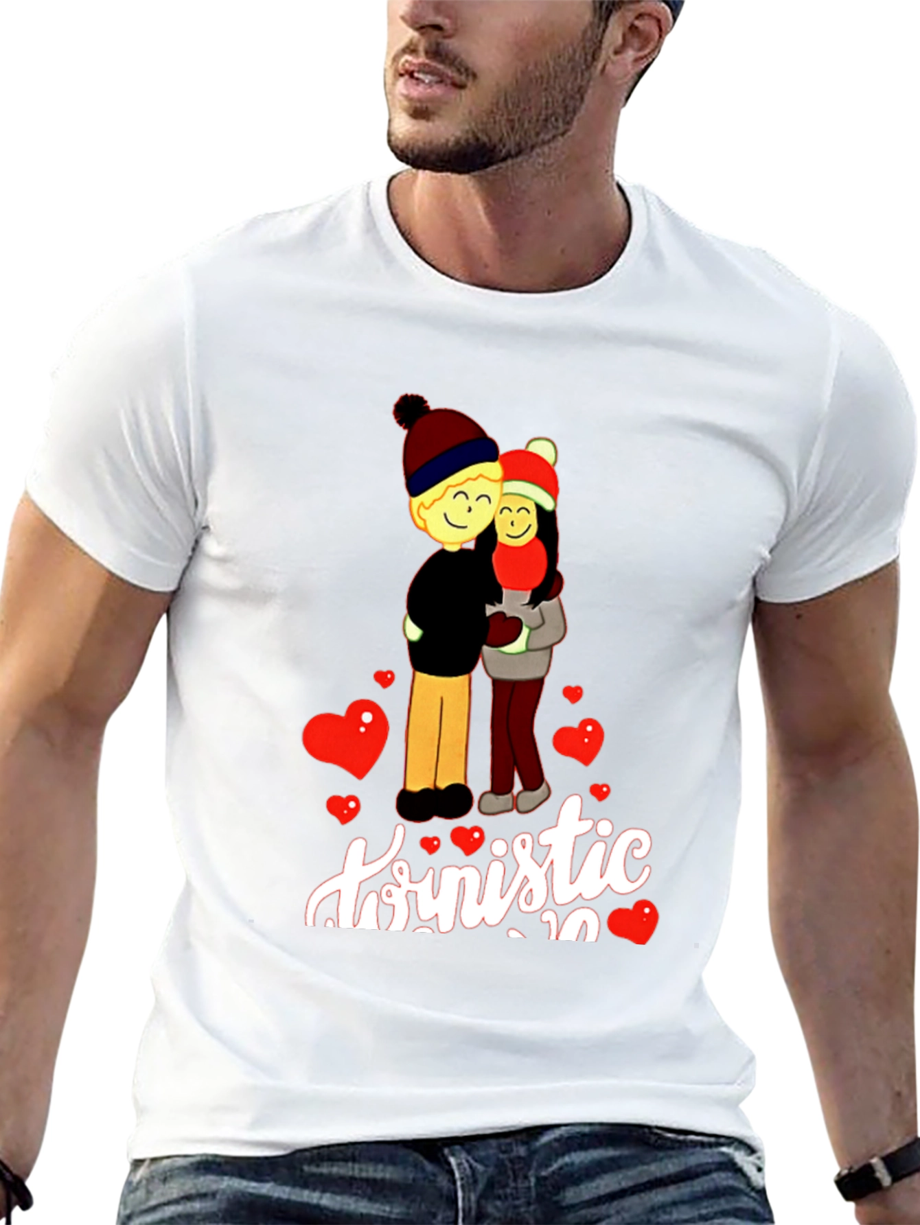 Romantic Couple Graphic Print T-Shirt